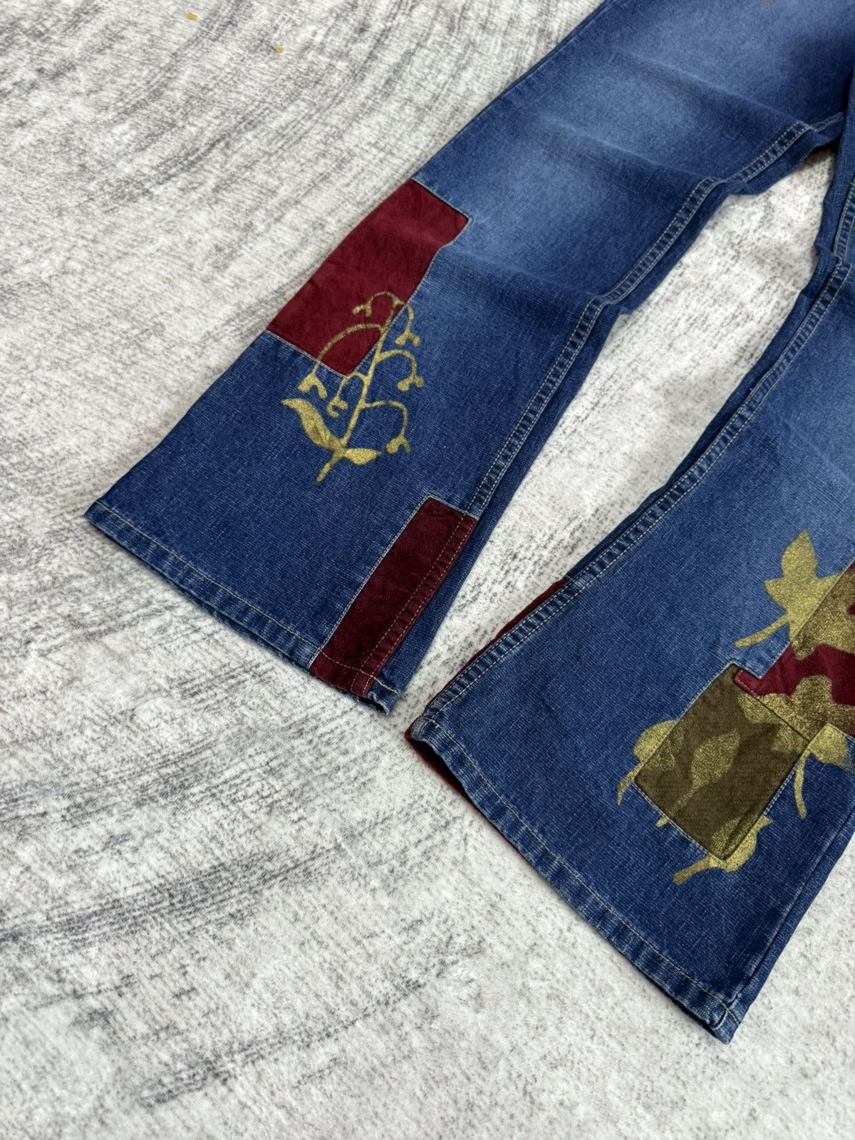 Japanese Brand × Tornado Mart Tornado Mart Style Patch Work Flared Jeans Route 66 Size US 28 / EU 44 - 5 Thumbnail
