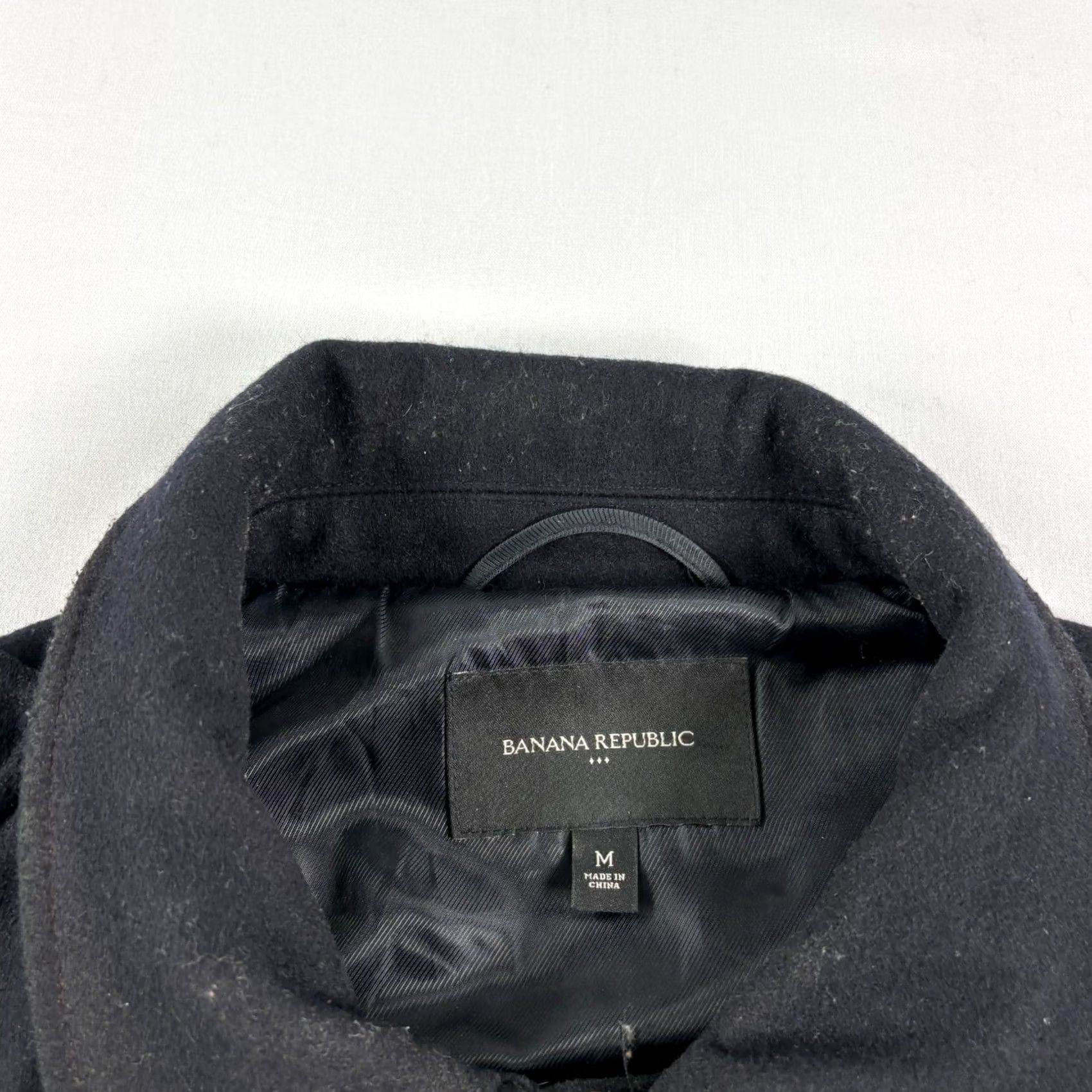 Banana Republic Banana Republic Mens Jacket Wool Bomber Black Gray Mid-Length Zip Pockets Regular Size M Size US M / EU 48-50 / 2 - 4 Thumbnail