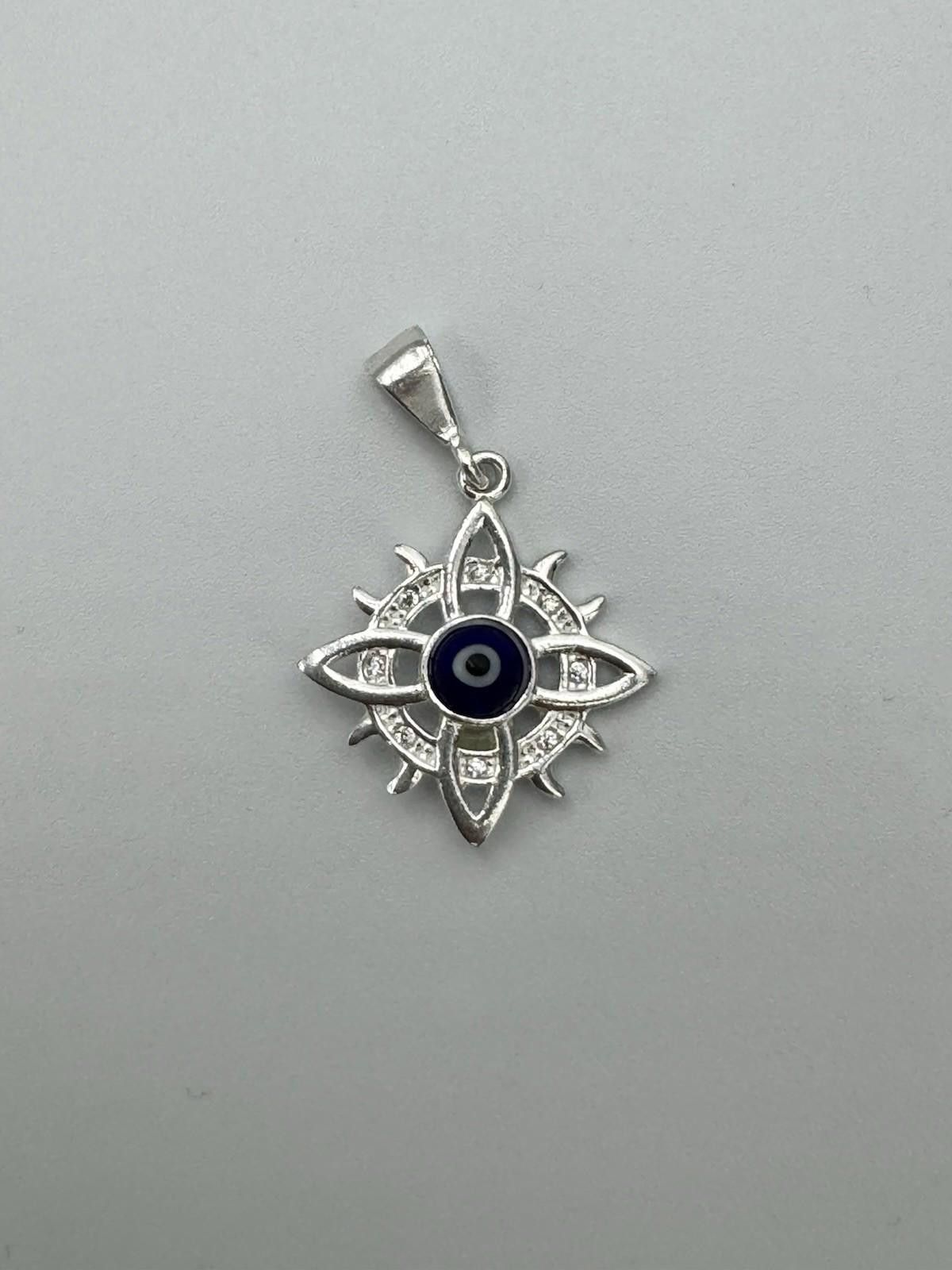 Designer Mexico .925 Silver Evil Eye Starburst Pendant GA50925 w/ CZ Size ONE SIZE - 1 Thumbnail