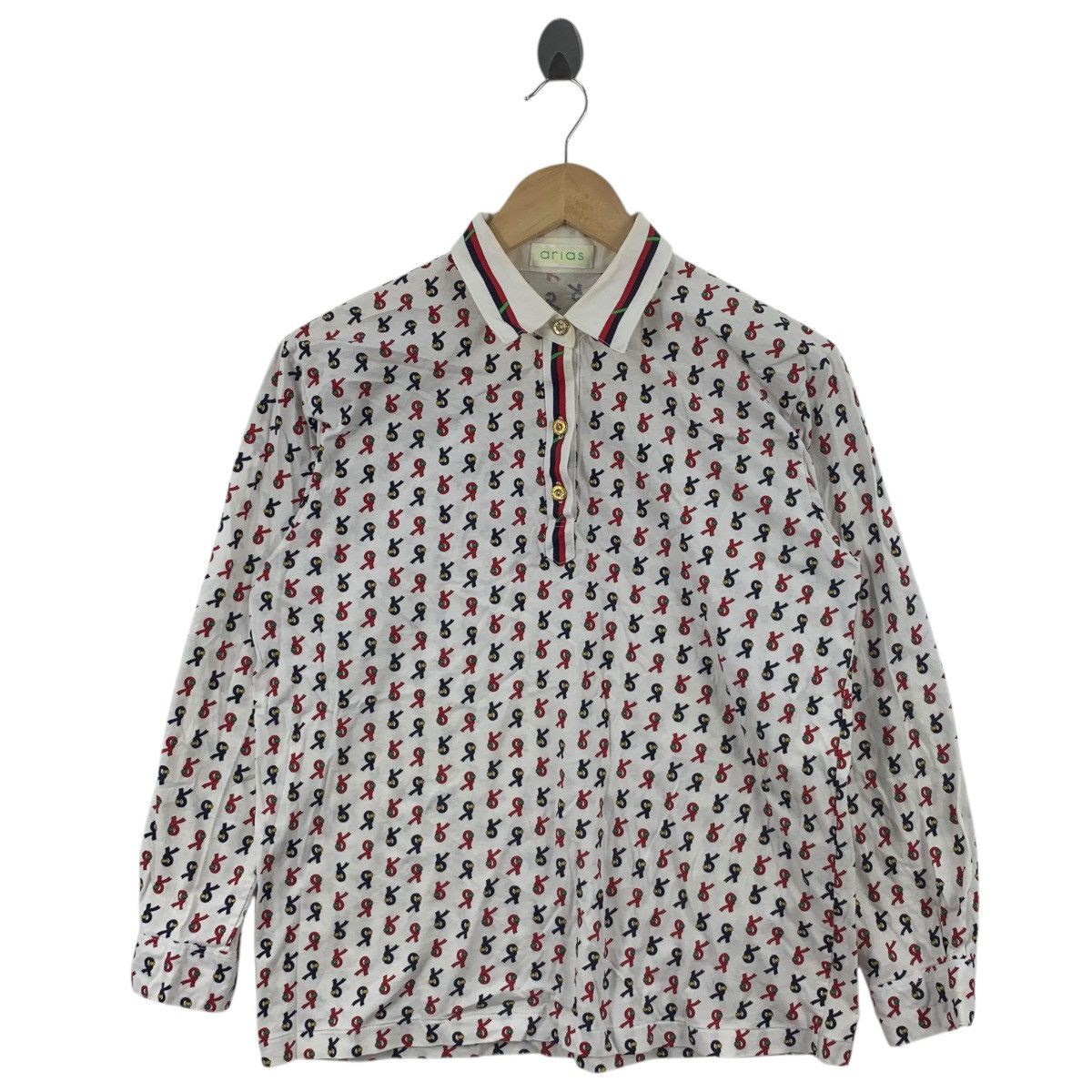 Vintage Vintage ARIAS PARIS Monogram Over Print AOP Polo Tee Shirt Size S / US 4 / IT 40 - 4 Thumbnail