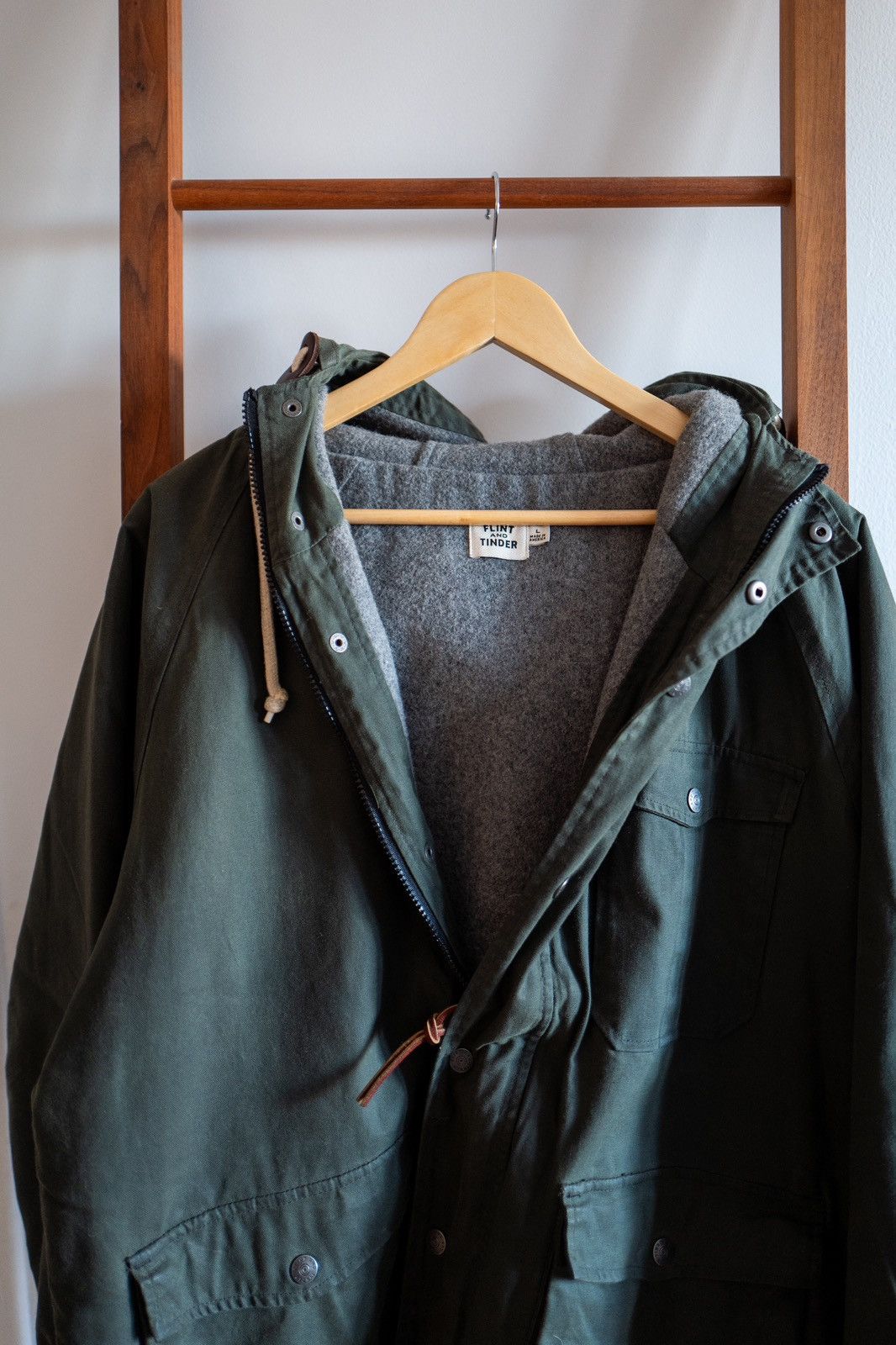 Flint And Tinder Flint and Tinder Wool lined Waxed Ridge Parka in Moss Grailed