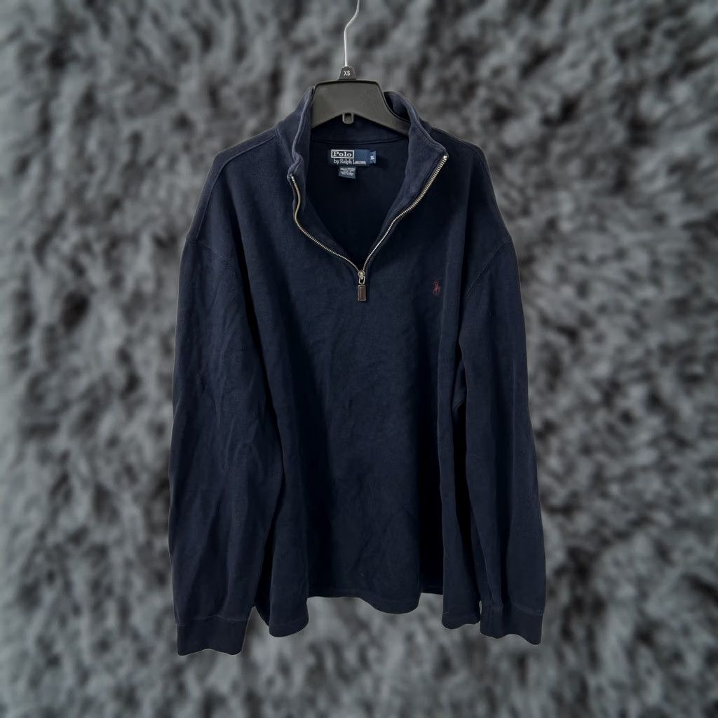 Ralph Lauren VINTAGE Polo Ralph Lauren Sweater Men 2XL Blue Navy 1/4 Zip Pullover Made In USA L/S Size US XXL / EU 58 / 5 - 1 Thumbnail