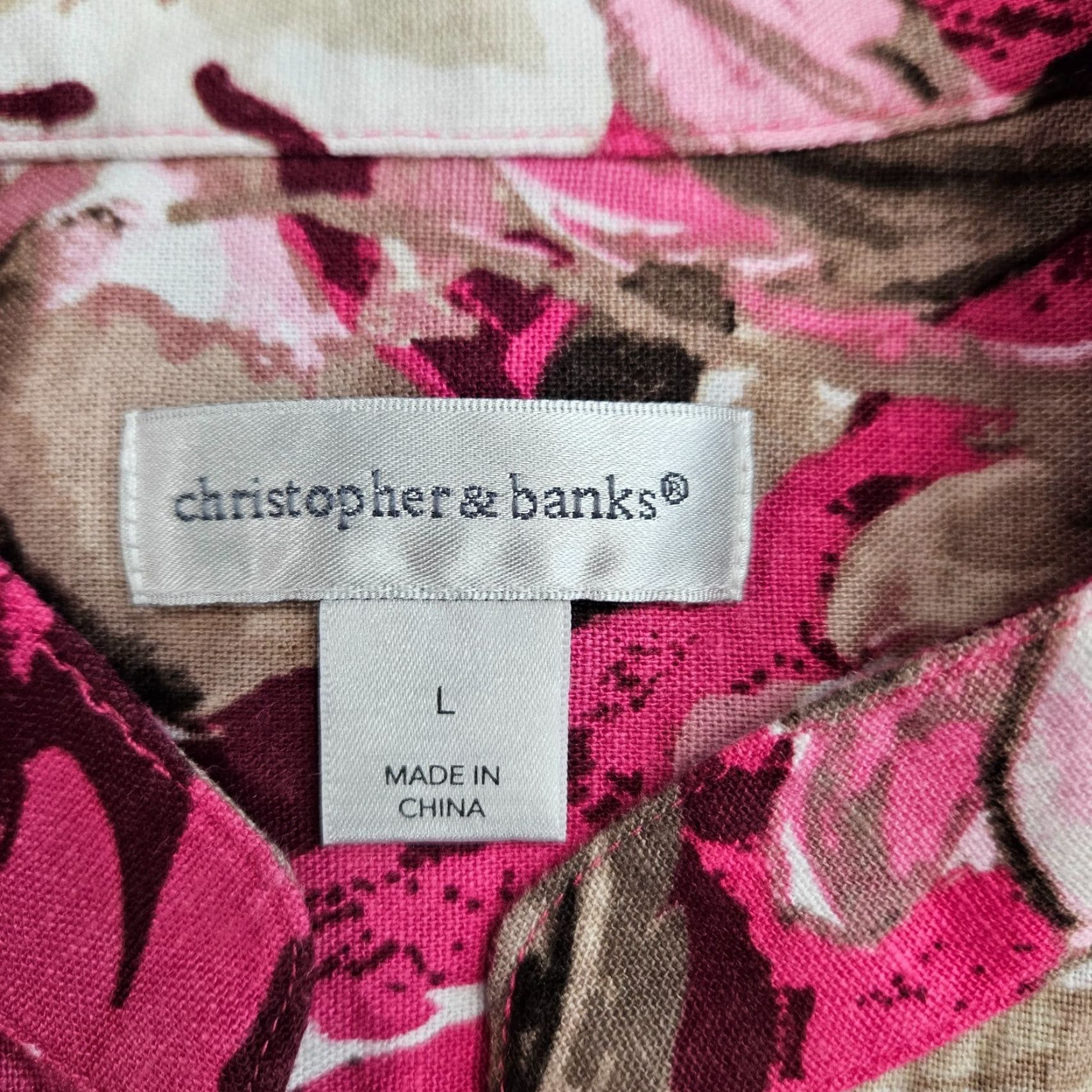 Vintage Christopher Banks Womens Jacket Sz Large Pink Tan Floral Linen Blend 3/4 Sleeve Size L / US 10 / IT 46 - 6 Thumbnail