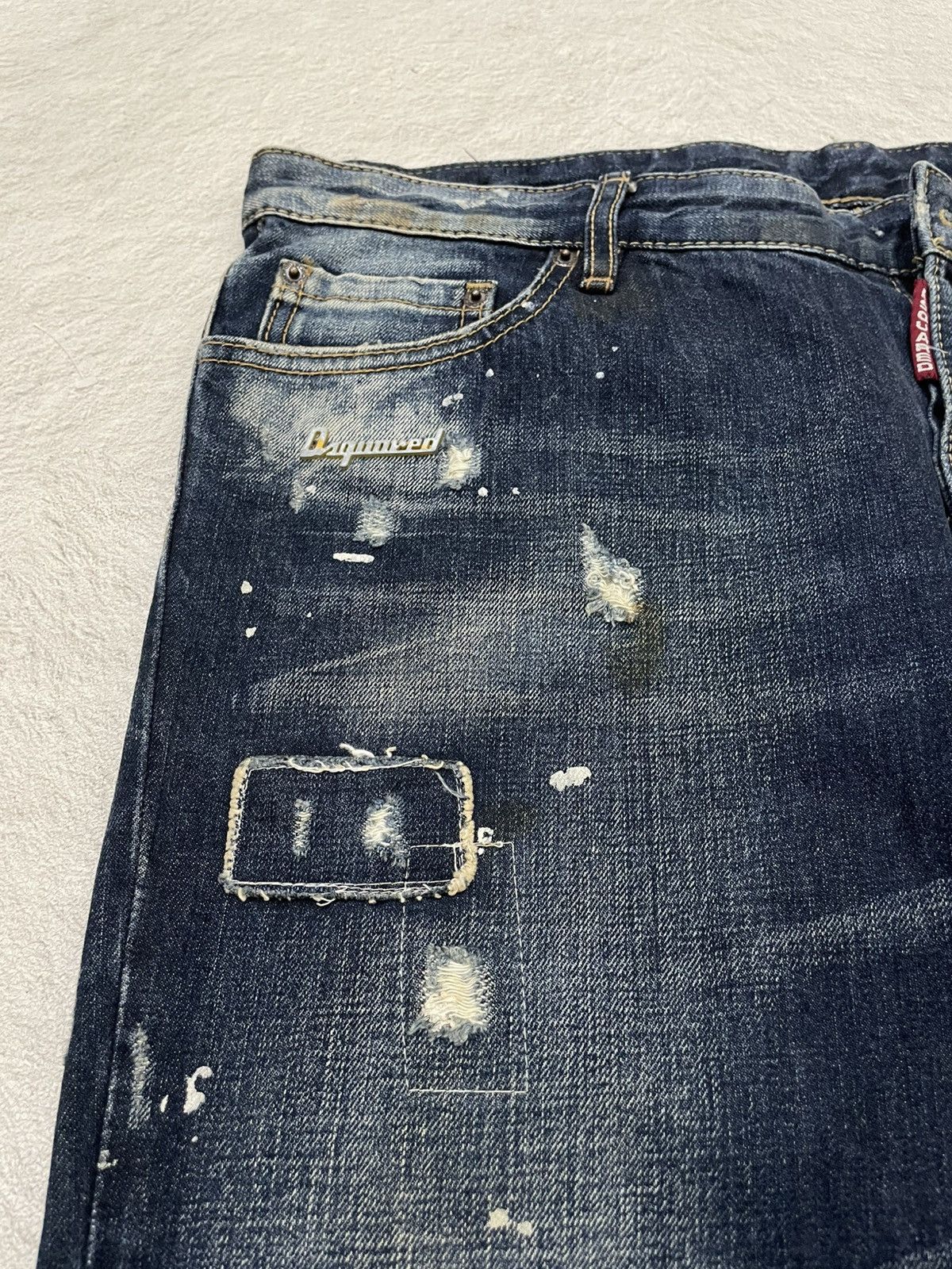 Japanese Brand Dsquared Heavy Distressed Denim Paint Splatter Dirty Washed Size US 37 - 5 Thumbnail