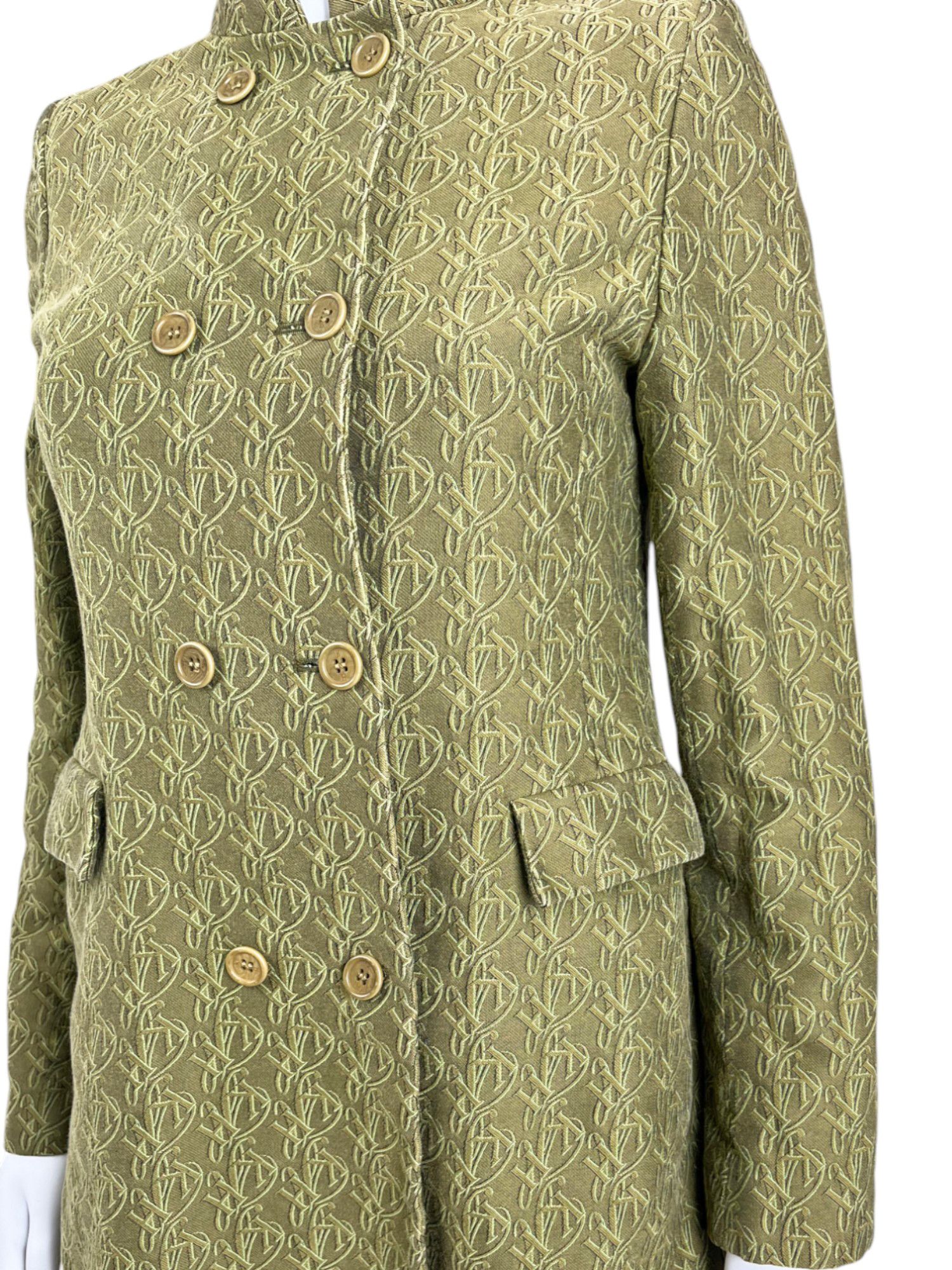 Katharine Hamnett London 1990's Green Cotton Double Breasted Coat Size M / US 6-8 / IT 42-44 - 5 Thumbnail