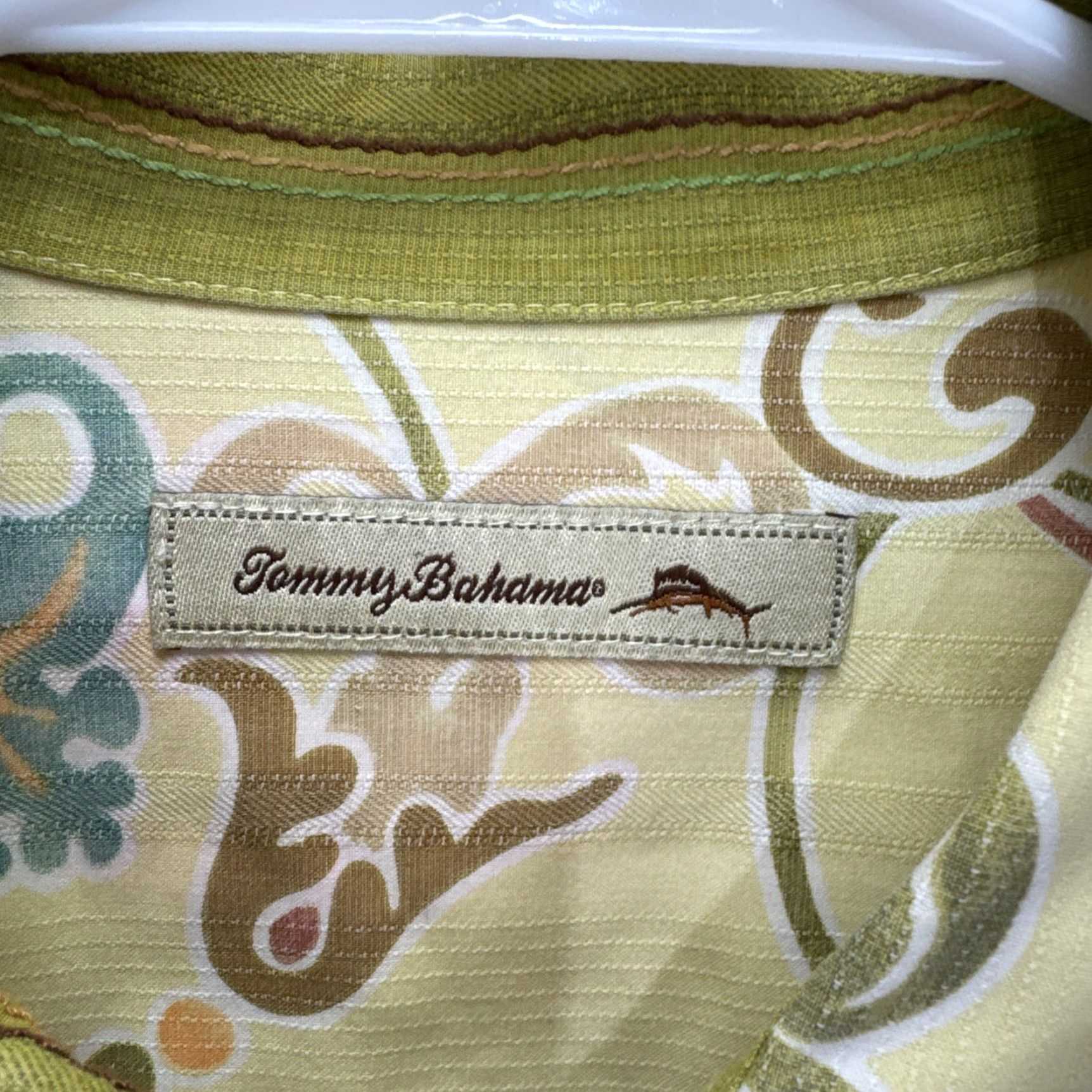 Tommy Bahama Tommy Bahama PAISLEY Shirt Men's Large Yellow Floral Linen-Blend Flip Cuff Size US L / EU 52-54 / 3 - 2 Thumbnail