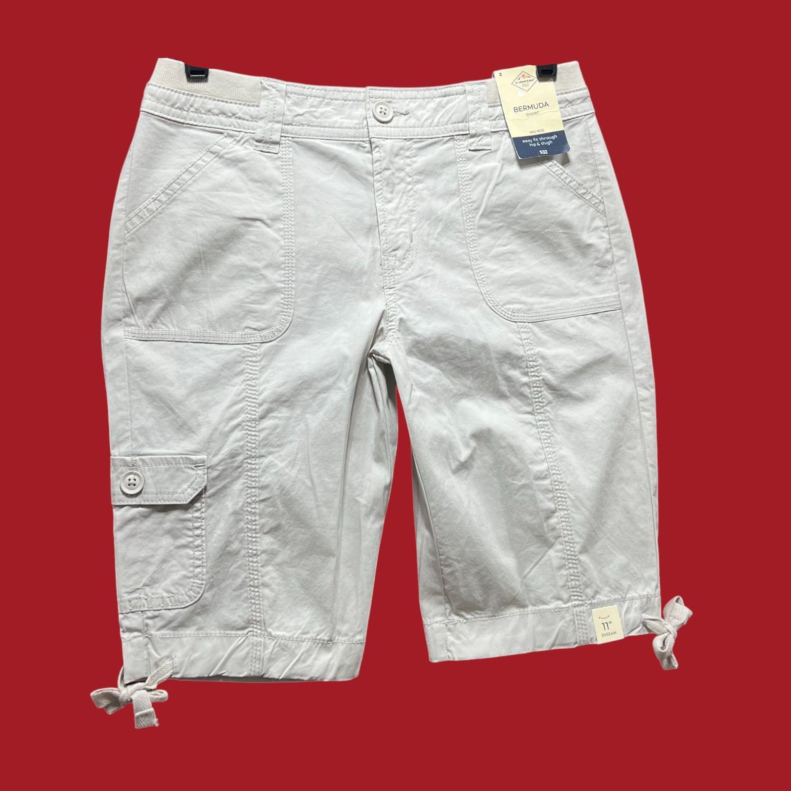 Other St. John's Bay - Women's Mid-Rise Cargo Bermuda Short - Beig Size 26" / US 2 / IT 38 - 16 Thumbnail