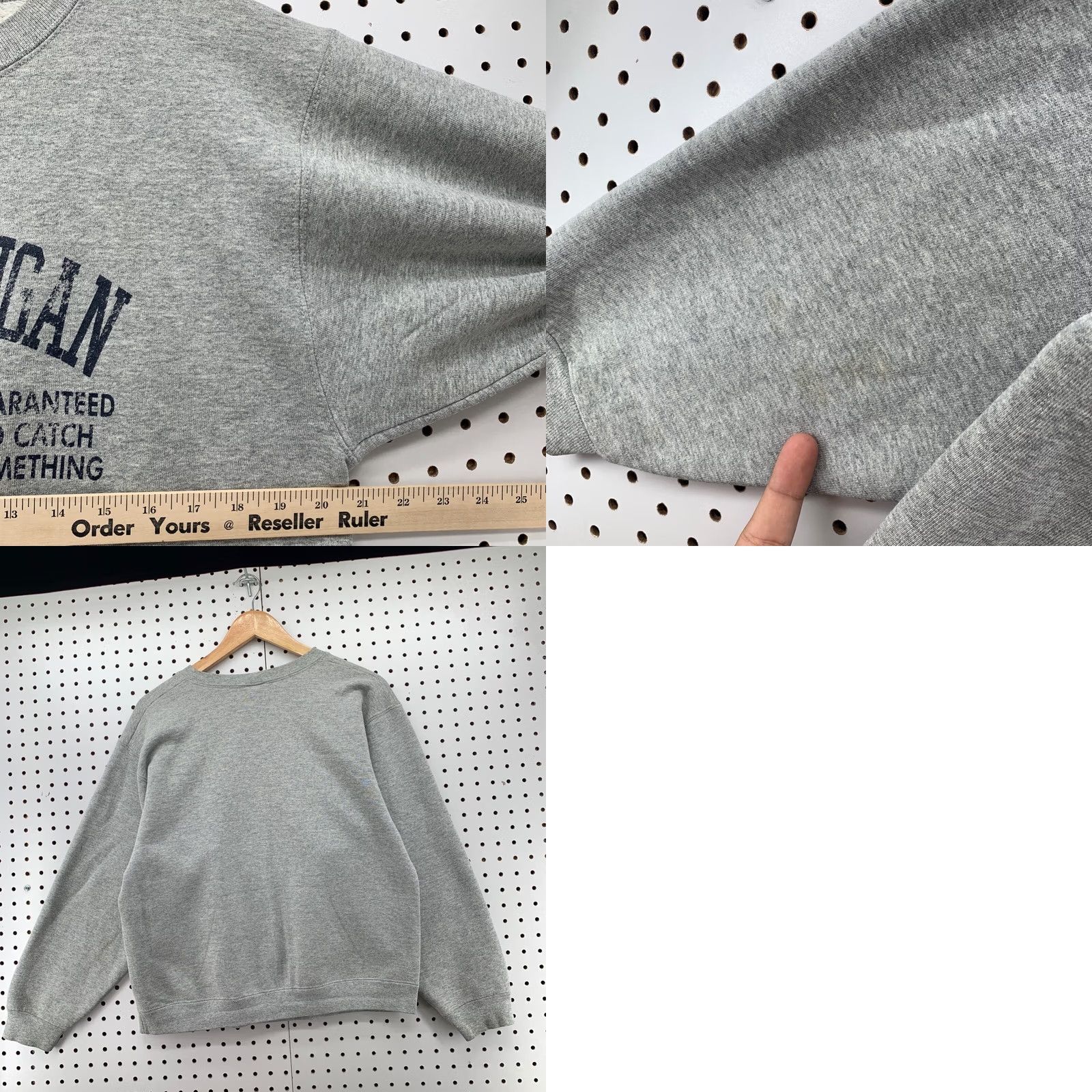 Fruit Of The Loom Vintage Michigan Fishing Sweatshirt Mens Fits Small Pullover Funny Gray 20.5x24 Size US M / EU 48-50 / 2 - 8 Thumbnail