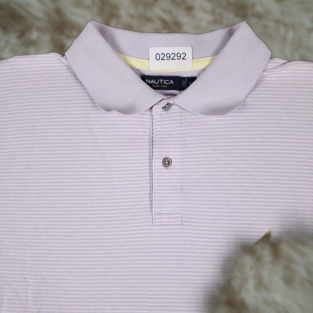 Nautica Nautica Polo Mens 2XL Purple Striped Short Sleeve Cotton Casual Mens Size US XXL / EU 58 / 5 - 1 Thumbnail