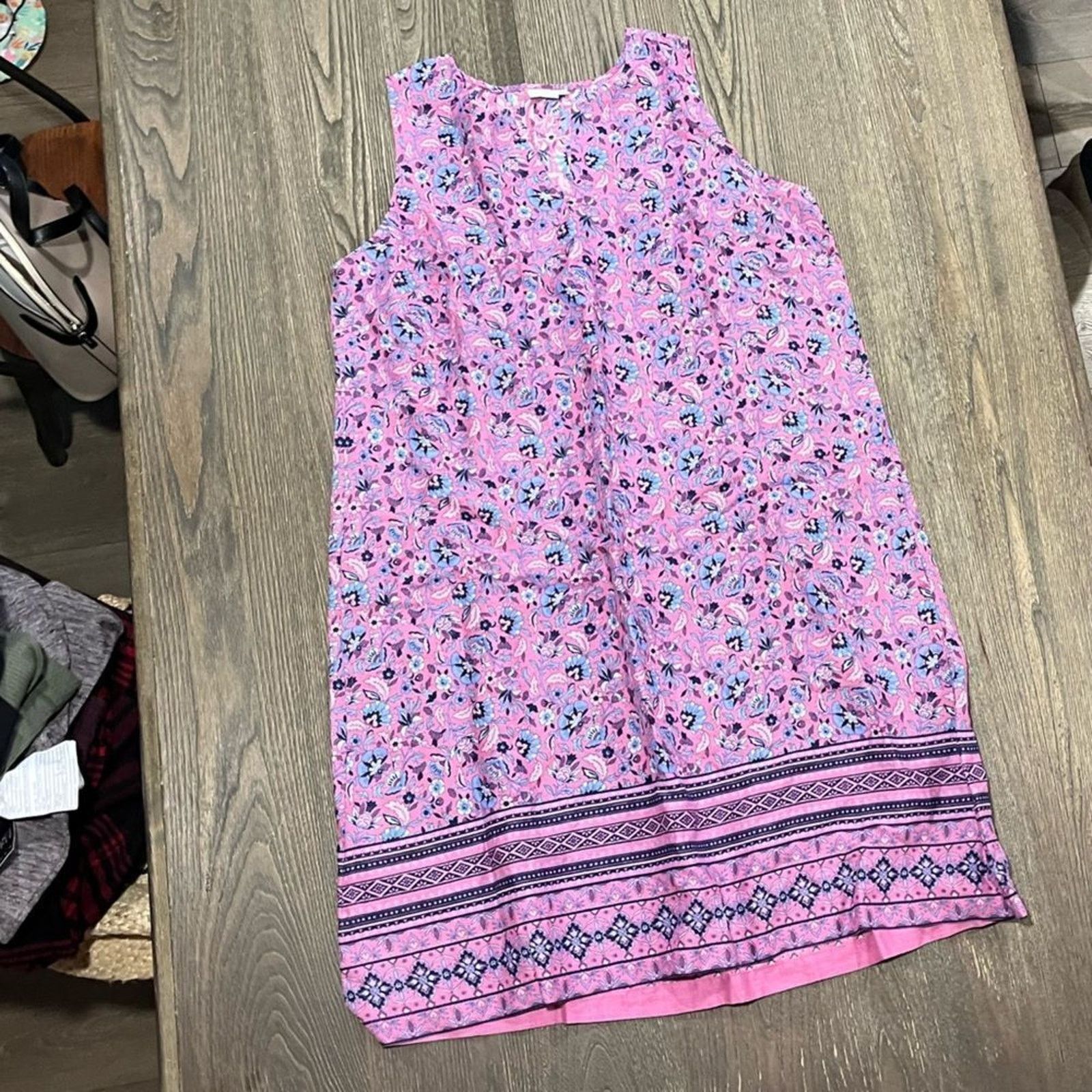 Vintage J. Jill Womens Small Shift Dress Print Split V-Neck Sz S Size S / US 4 / IT 40 - 1 Thumbnail