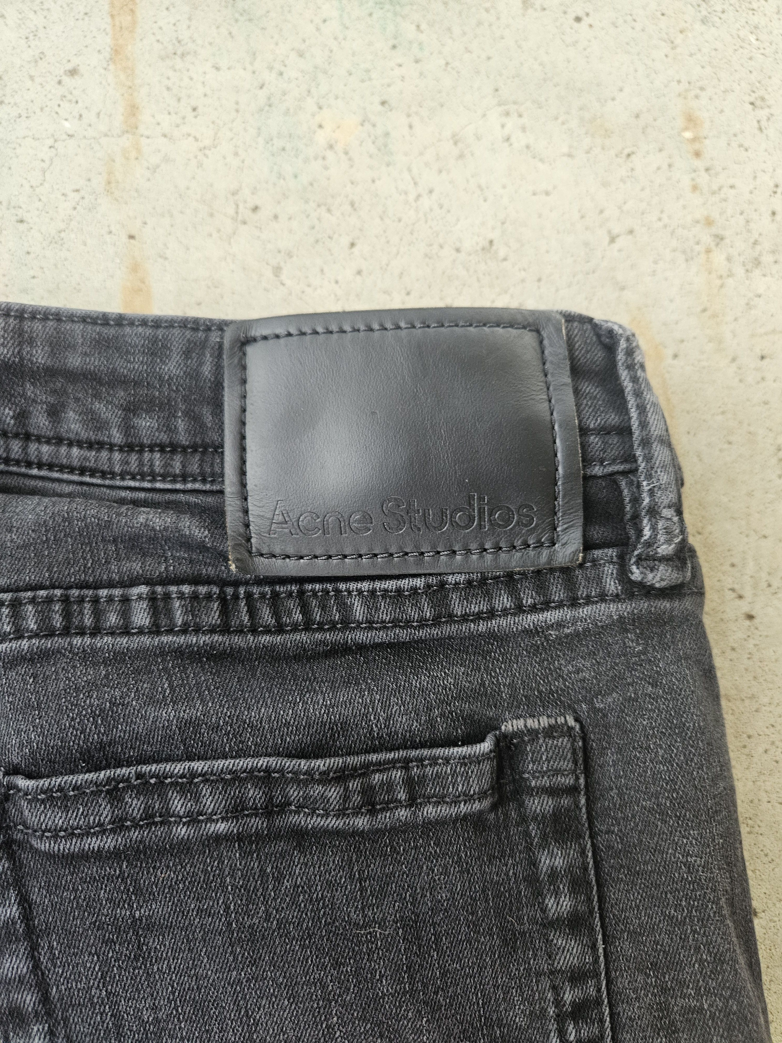 Acne Studios River Rigid Gray Black Slim Fit Leather Patch Denim Jeans Size US 26 / EU 42 - 3 Thumbnail