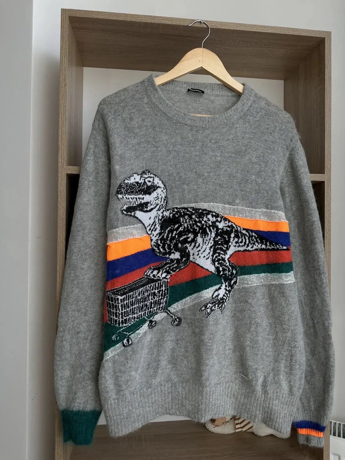 Diesel Vintage Diesel T-Rex Grey Wool Sweater Size US M / EU 48-50 / 2 - 2 Thumbnail