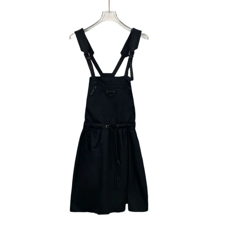 Prada Black triangle drawstring belt strap dress 2501-Nexta