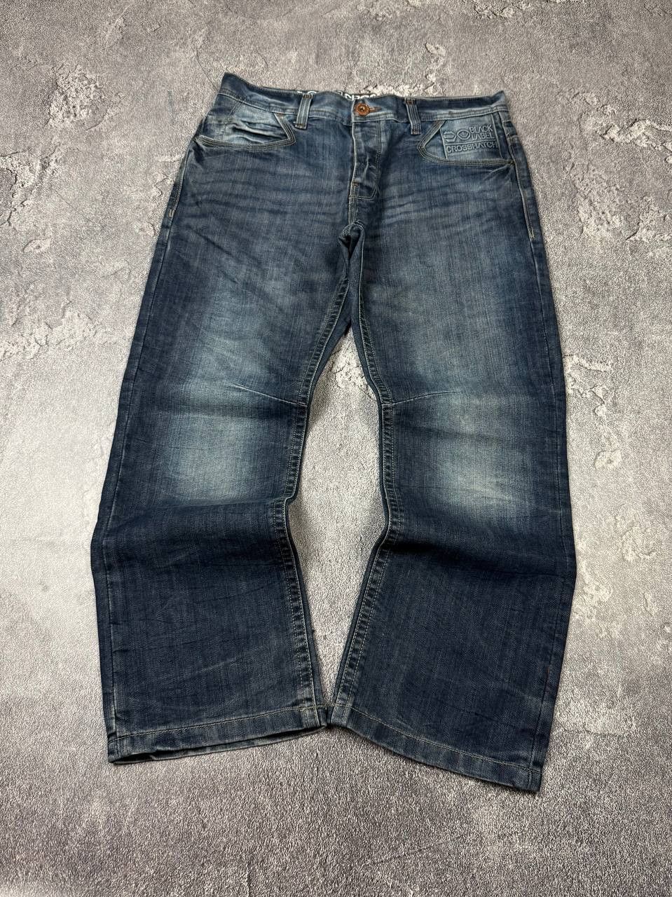 If Six Was Nine Y2K Crosshatch Faded Blue Straight Leg 2000s Grunge Denim Size US 36 / EU 52 - 6 Thumbnail