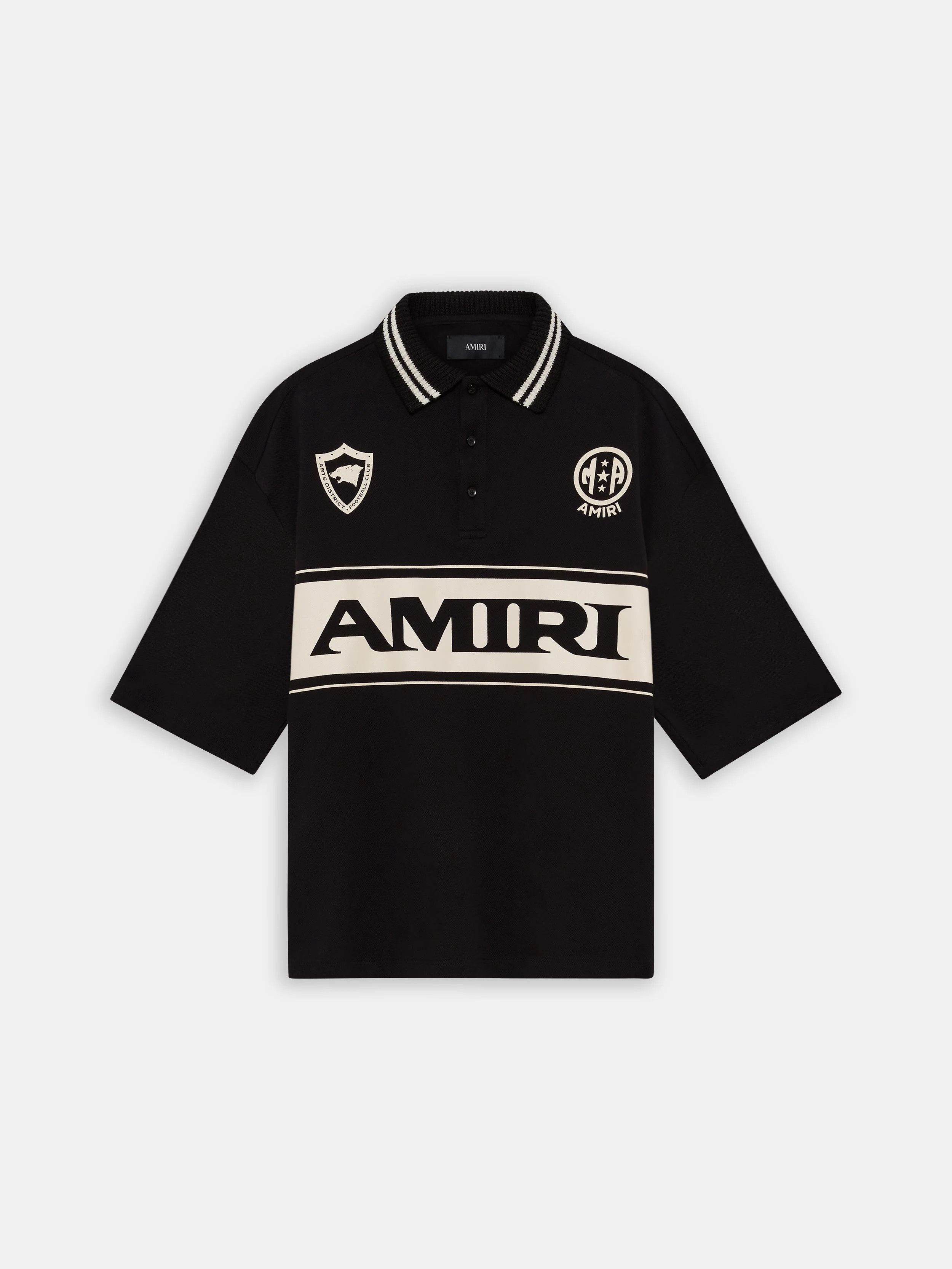 Amiri os11x0326 Sport Oversized Polo Shirt in Black/White Size US L / EU 52-54 / 3 - 1 Thumbnail