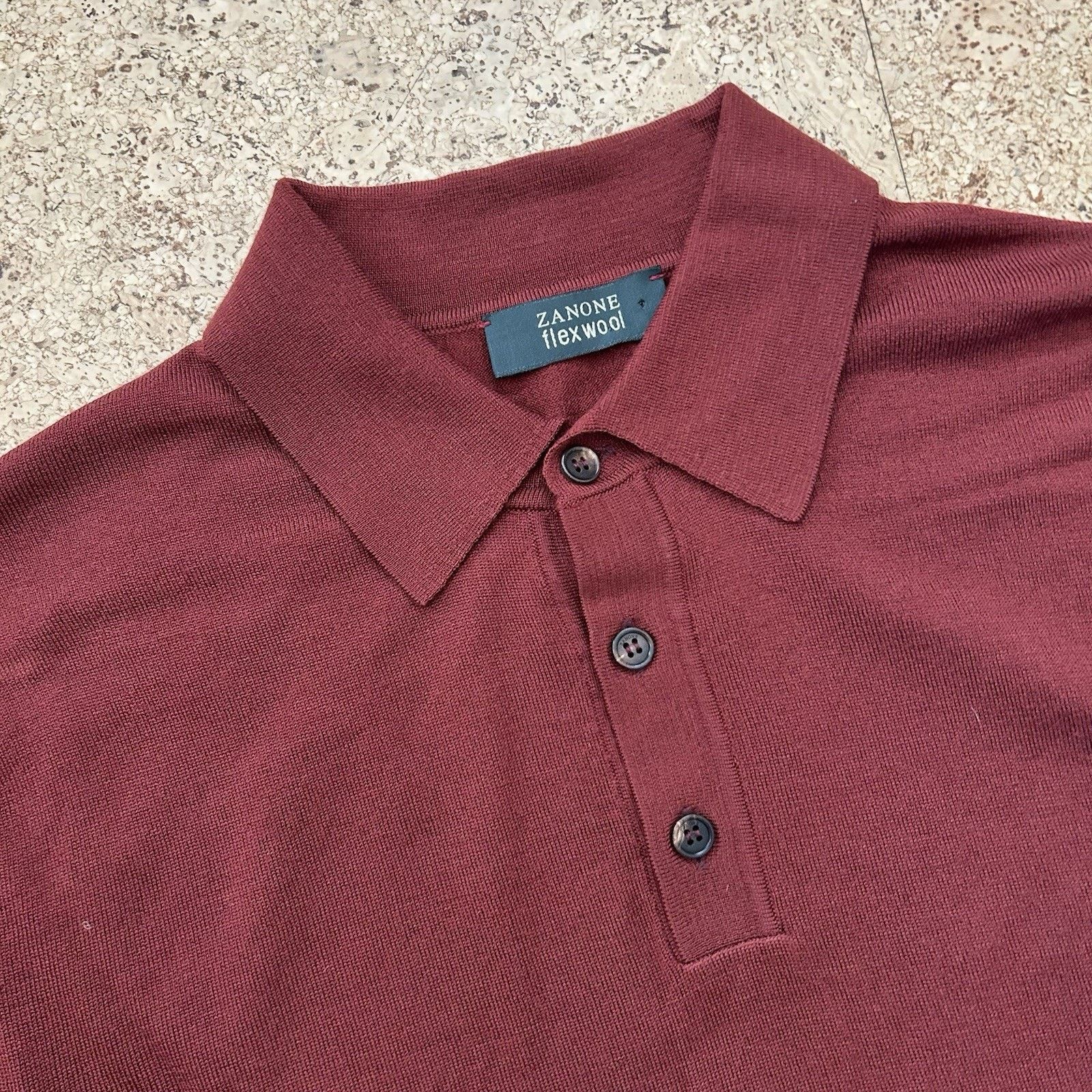 Zanone Flex Wool Knit Made In Italy Red Collared Polo Sweater 48 Size US M / EU 48-50 / 2 - 2 Thumbnail
