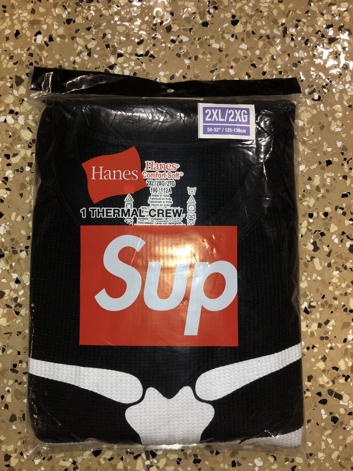 Supreme x Hanes Bones Thermal Crew black Supreme x Hanes Bones