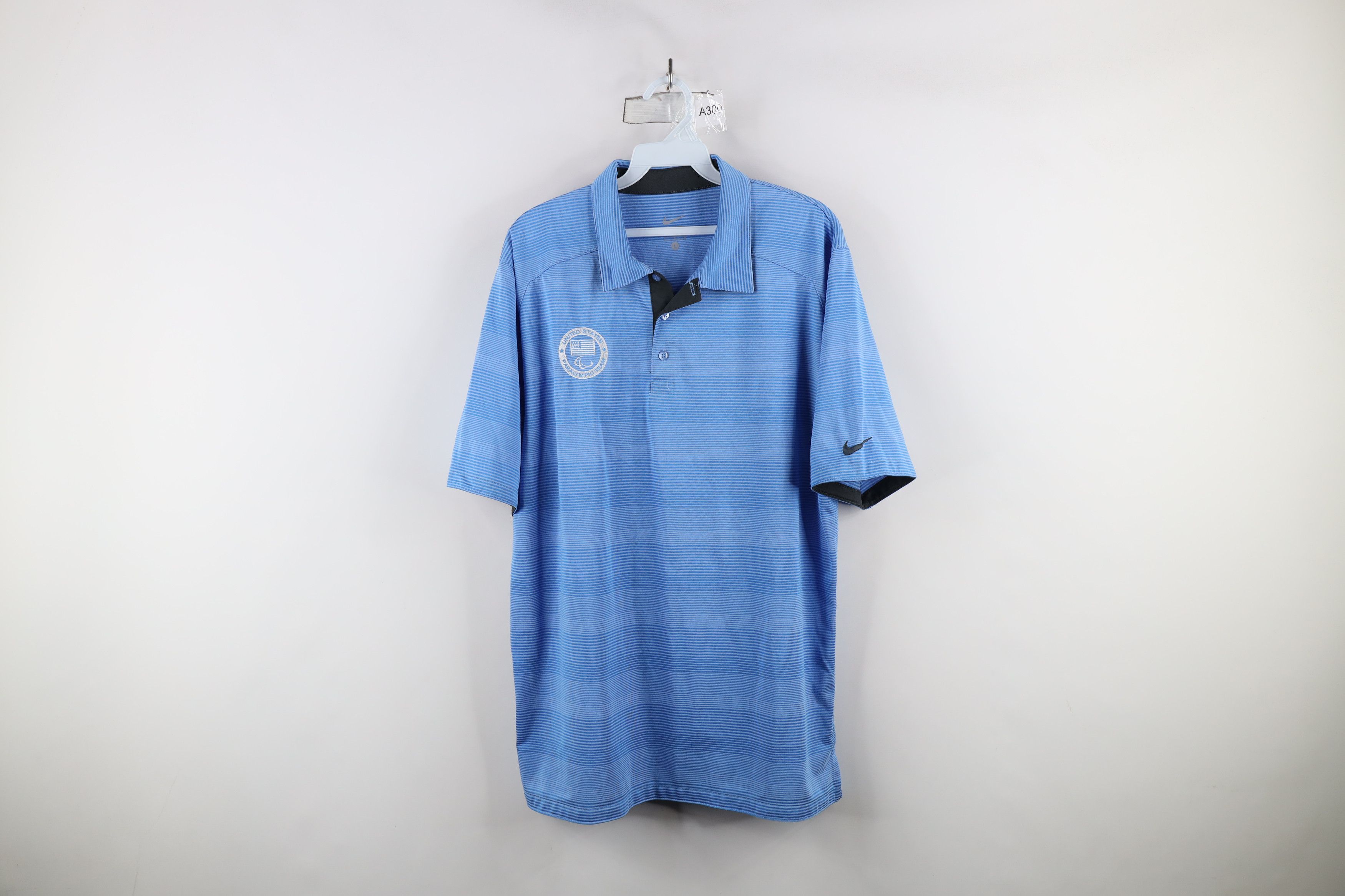 Nike × Vintage Nike Issued United States Paralympic Team Striped Polo Shirt Size US L / EU 52-54 / 3 - 1 Thumbnail
