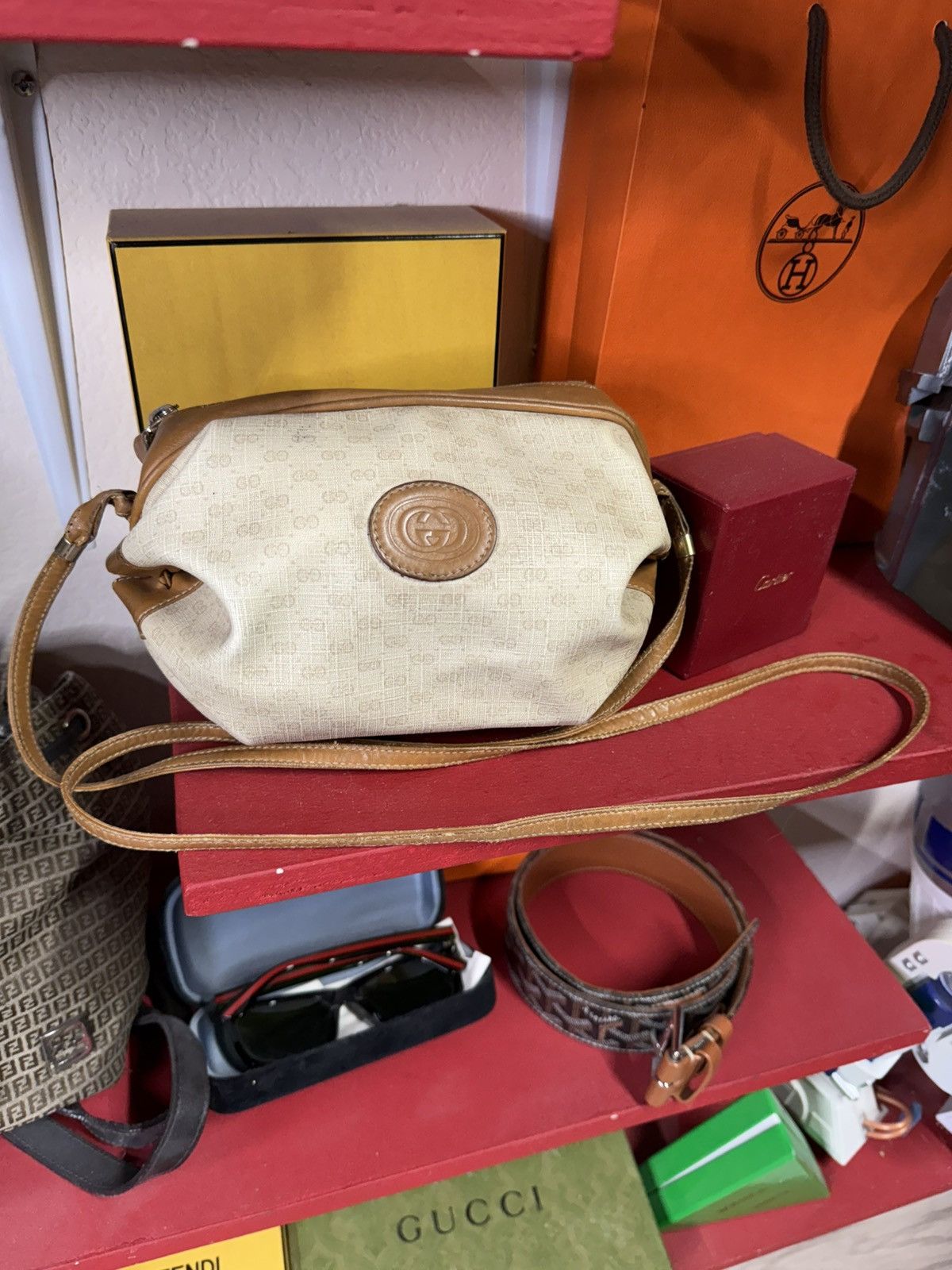 Gucci Gucci GG Monogram Crossbody Vtg Leather Sidebag Preowned Size ONE SIZE - 12 Thumbnail