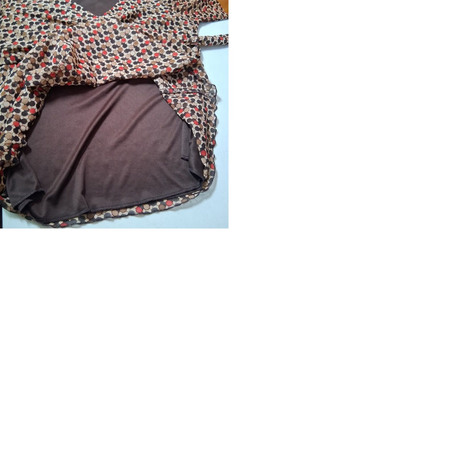 Vintage Dressbarn Blouse Large Brown Tan Rust Gold Metallic Sheer Long Slv Y2K 2000s Size L / US 10 / IT 46 - 10 Thumbnail