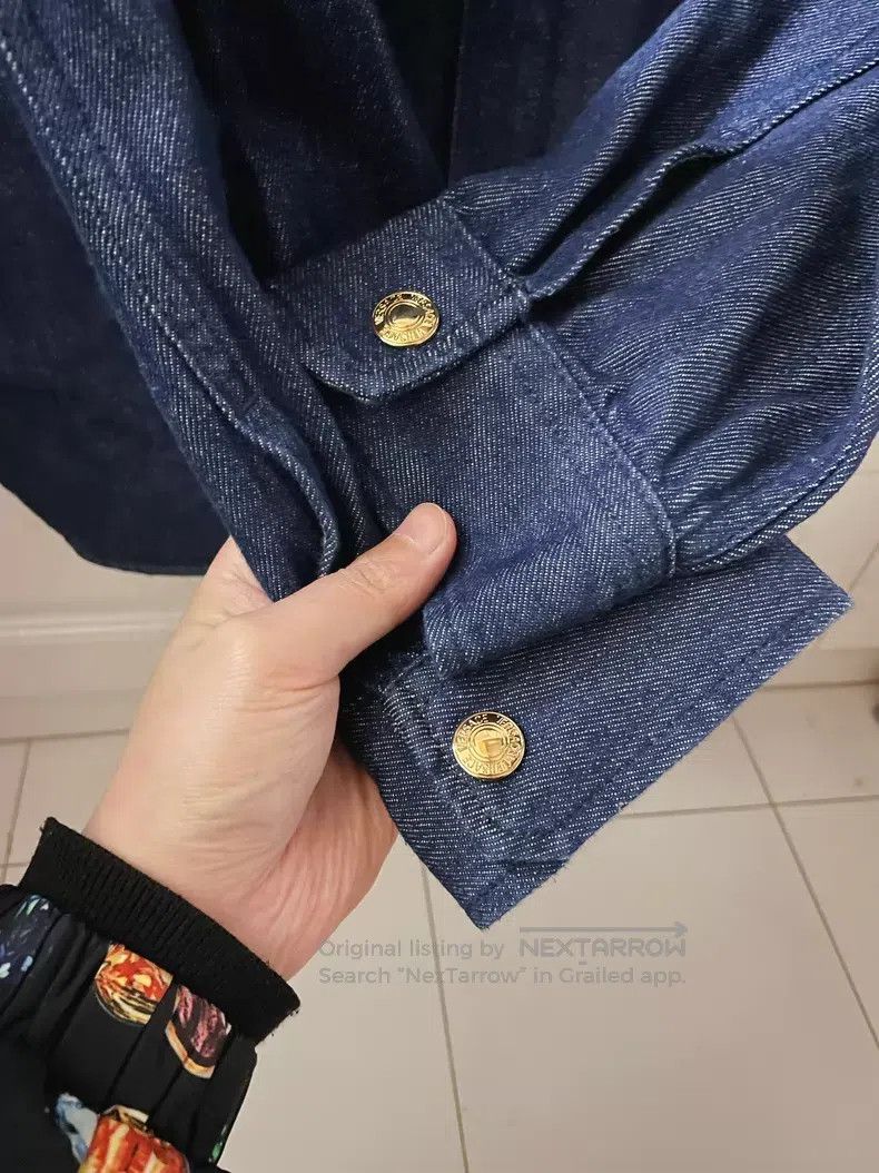 Versace Versace Blue and gold baroque embroidered Medusa denim shi Size US L / EU 52-54 / 3 - 6 Thumbnail