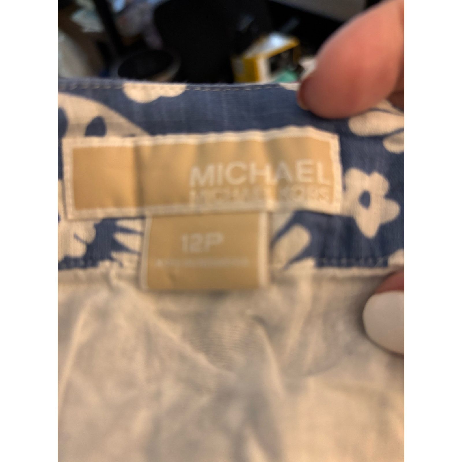 Michael Kors MICHAEL Michael Kors Blue and White Skirt, Size 12 Petite Size 34" / US 12 / IT 48 - 3 Thumbnail