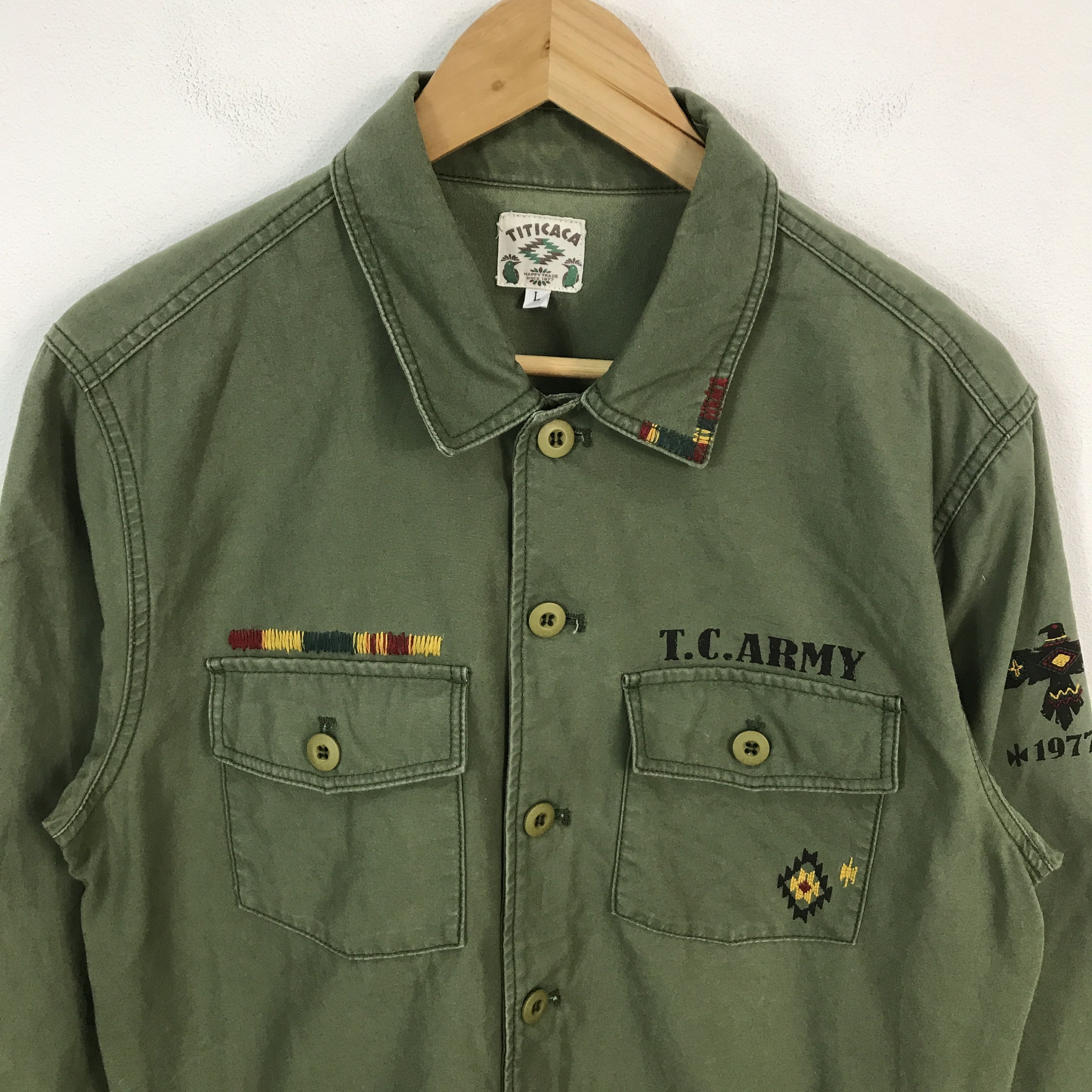 Japanese Brand Vtg titicaca green design og107 style jacket Size US L / EU 52-54 / 3 - 3 Thumbnail
