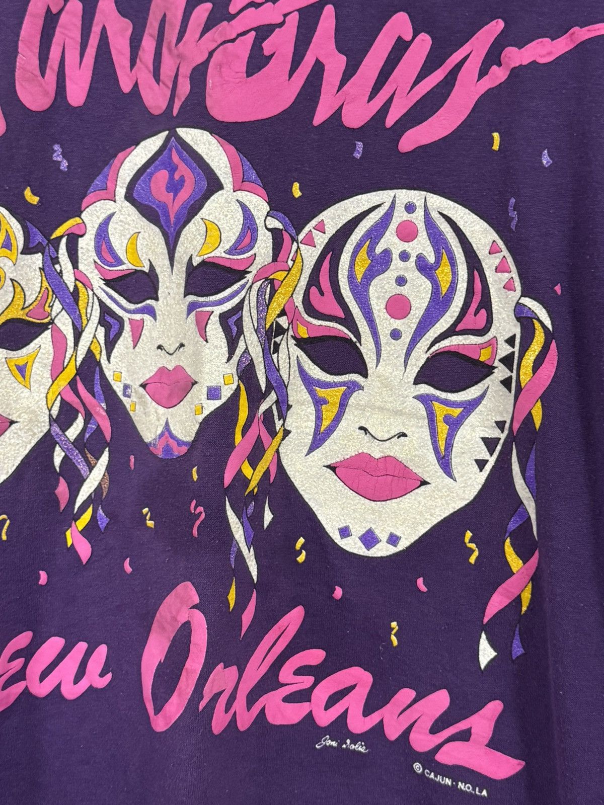 Vintage RARE Vintage Mask Drama New Orleans Purple Puff Tee Purple Size US M / EU 48-50 / 2 - 3 Thumbnail