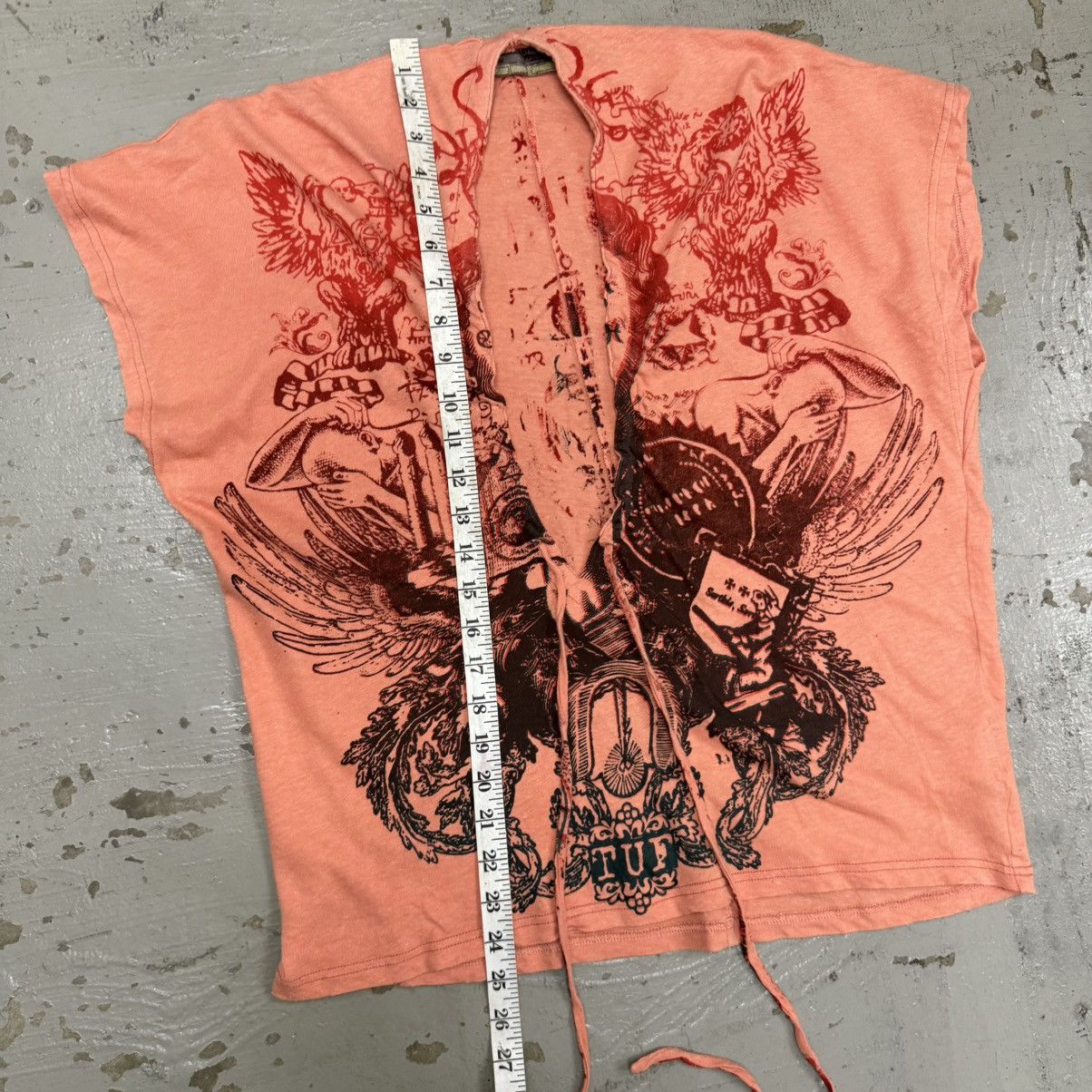 GOA Tough Jeansmith Lace Front Cinched Goth Punk Riot Tee LGB Size M / US 6-8 / IT 42-44 - 7 Thumbnail