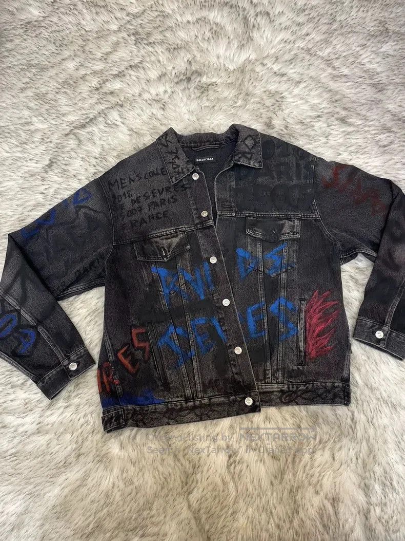Balenciaga Balenciaga Graffiti Denim Jacket. Size US XL / EU 56 / 4 - 1 Thumbnail