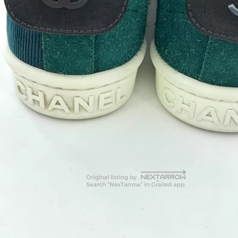 Chanel Chanel Dark green suede lace-on casual flat board shoes Size US 5.5 / IT 35.5 - 8 Thumbnail