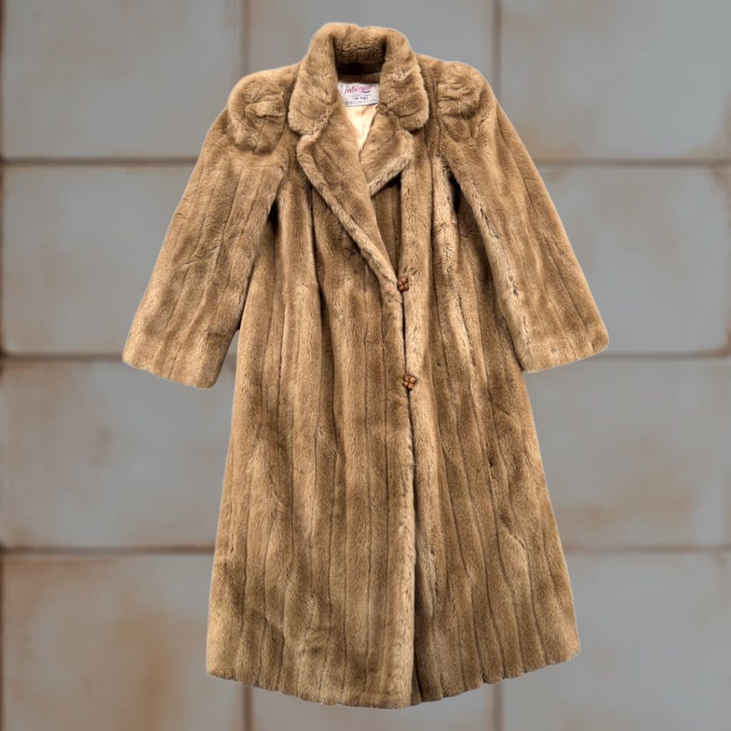 Bally VINTAGE De Ball Coat Womens SMALL Brown Faux Fur Long USA 80s Size S / US 4 / IT 40 - 1 Thumbnail