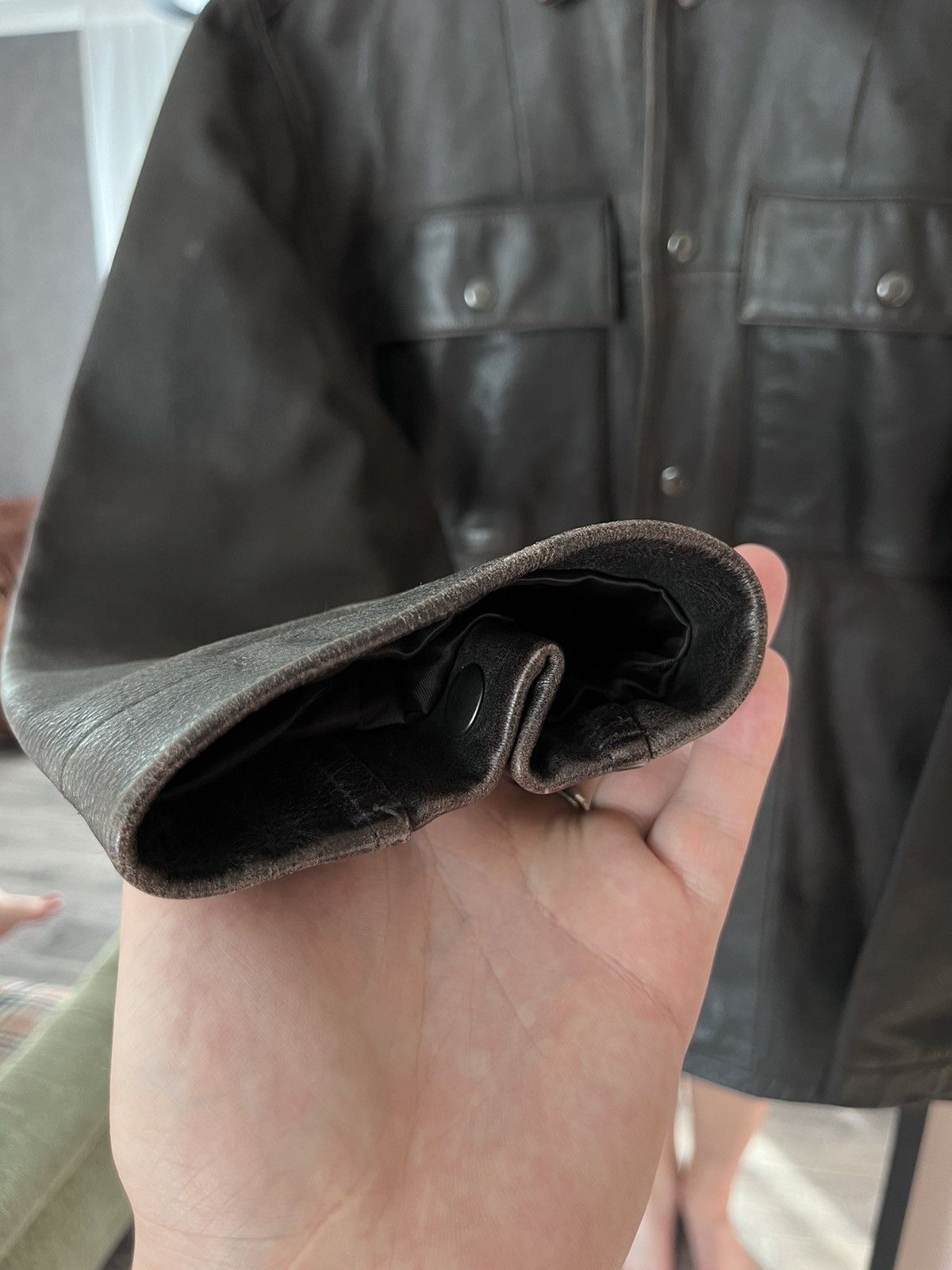 Gap 00s Gap Distressed Brown Button Leather Jacket Size US L / EU 52-54 / 3 - 11 Thumbnail