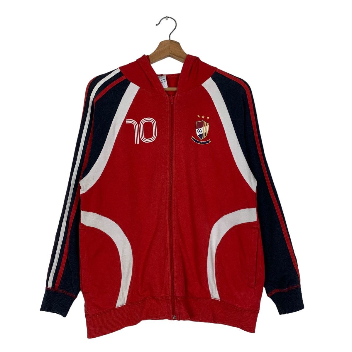 Adidas ADIDAS Big Logo Zipper Red Hoodies Training Wear #0826-C37 Size US M / EU 48-50 / 2 - 1 Thumbnail