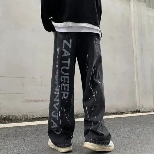 Jean Bandana Patchwork Straight Leg Baggy Jeans Size US 30 / EU 46 - 4 Thumbnail