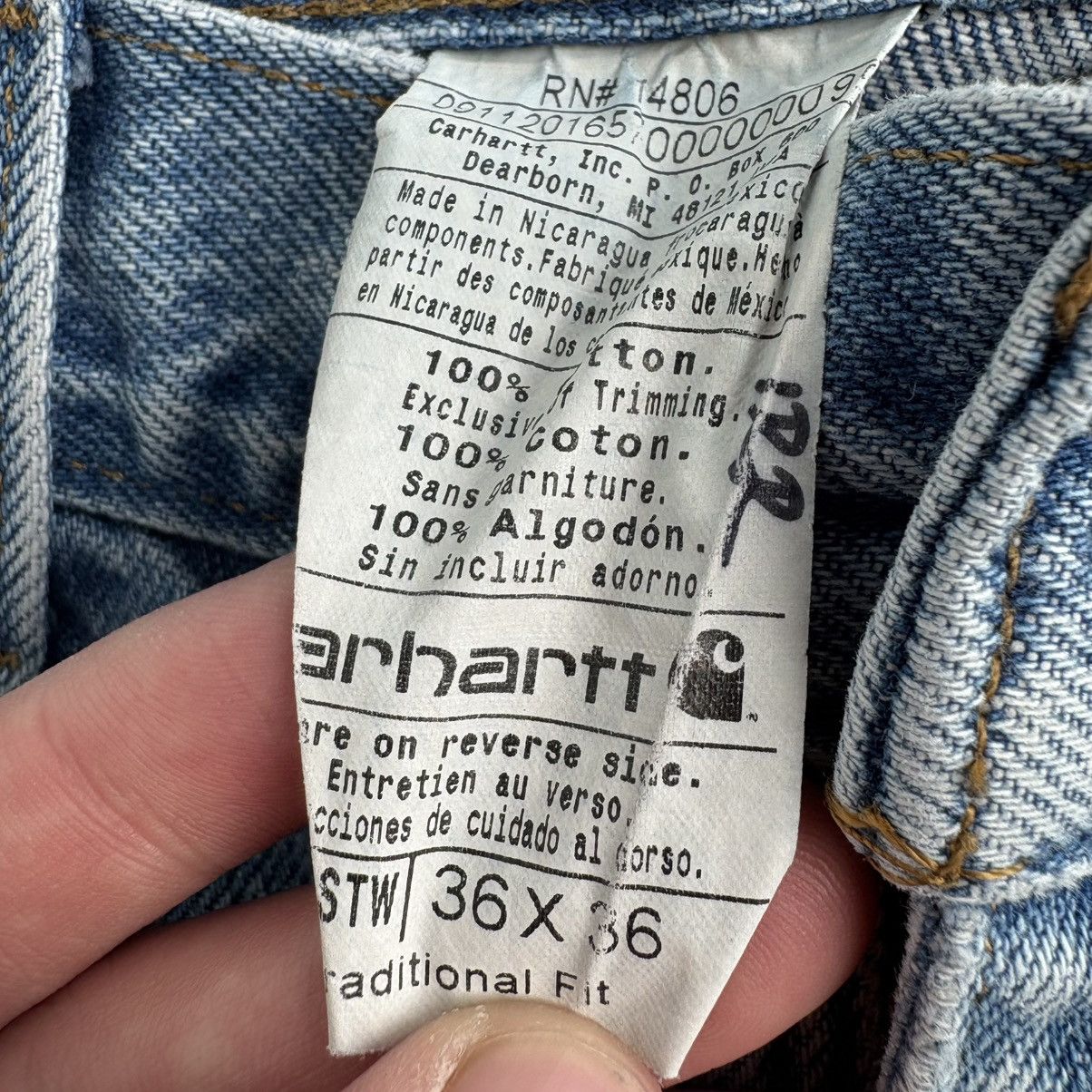 Vintage Crazy Vintage Carhartt Thrashed Jean Shorts Jorts 36" Blue Size US 36 / EU 52 - 3 Thumbnail