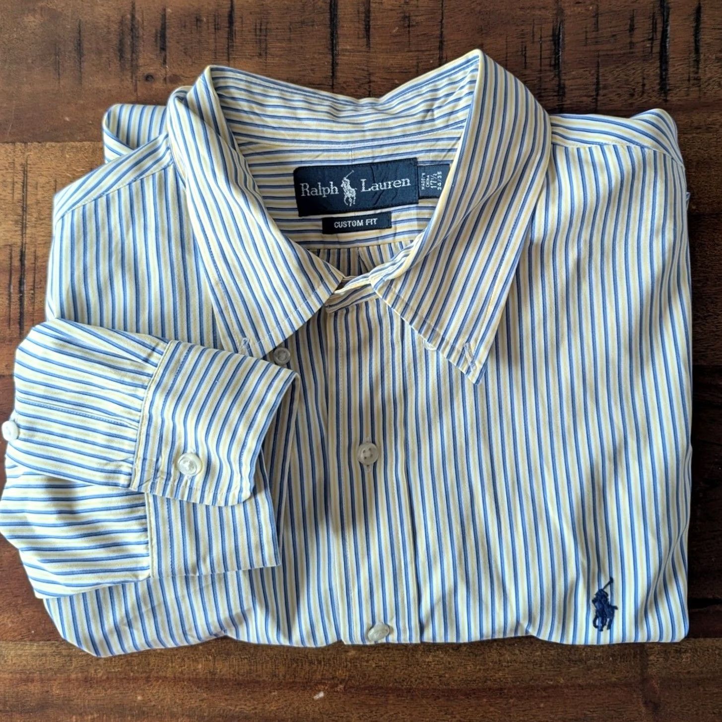 Ralph Lauren Ralph Lauren Shirt Mens Custom Fit Striped Blue Yellow 17.5 34/35 Button Down Size US XXL / EU 58 / 5 - 2 Thumbnail