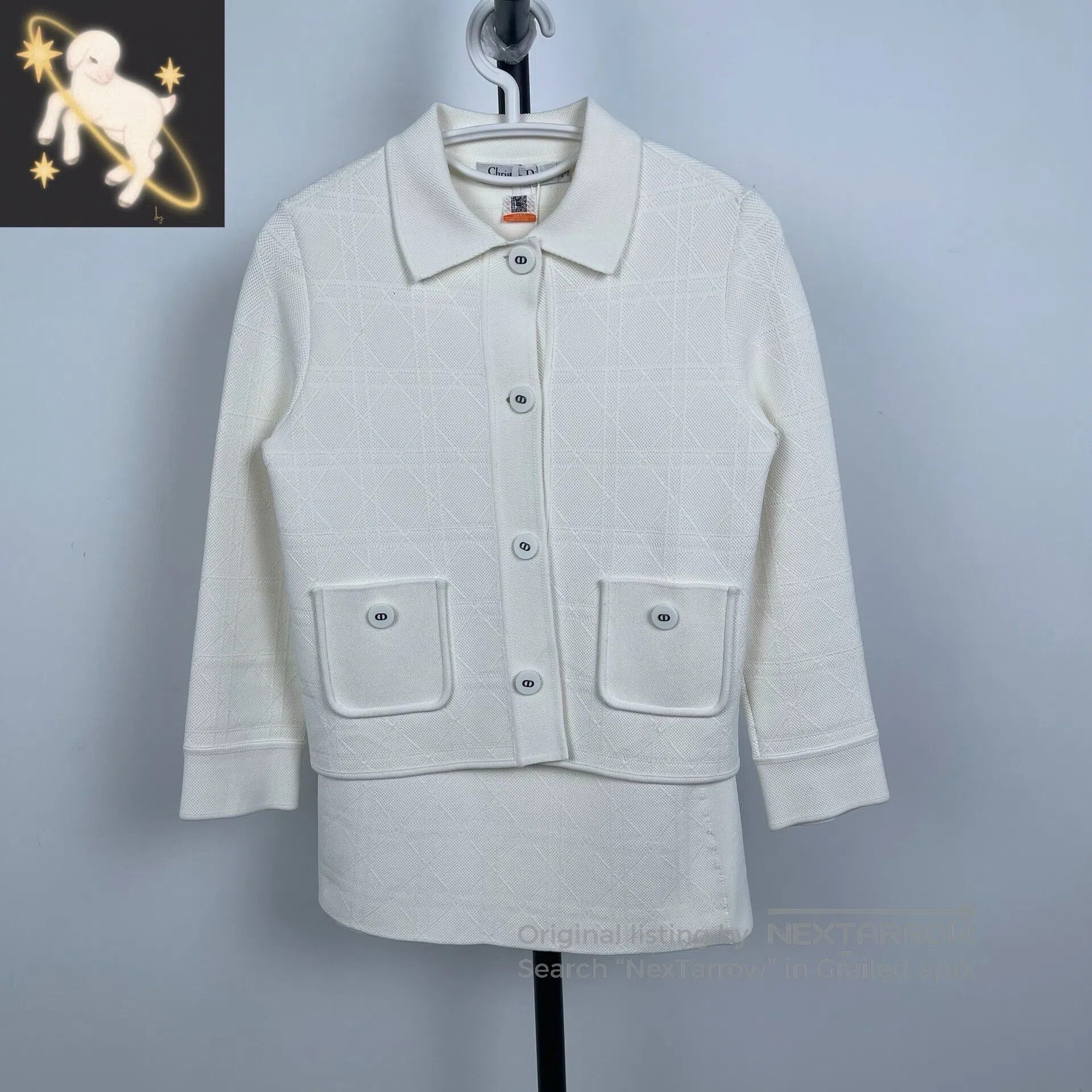 Dior Dior White CD Button Knit Collar Pocket Jacket| Size XXS / US 00 / IT 34 - 1 Thumbnail