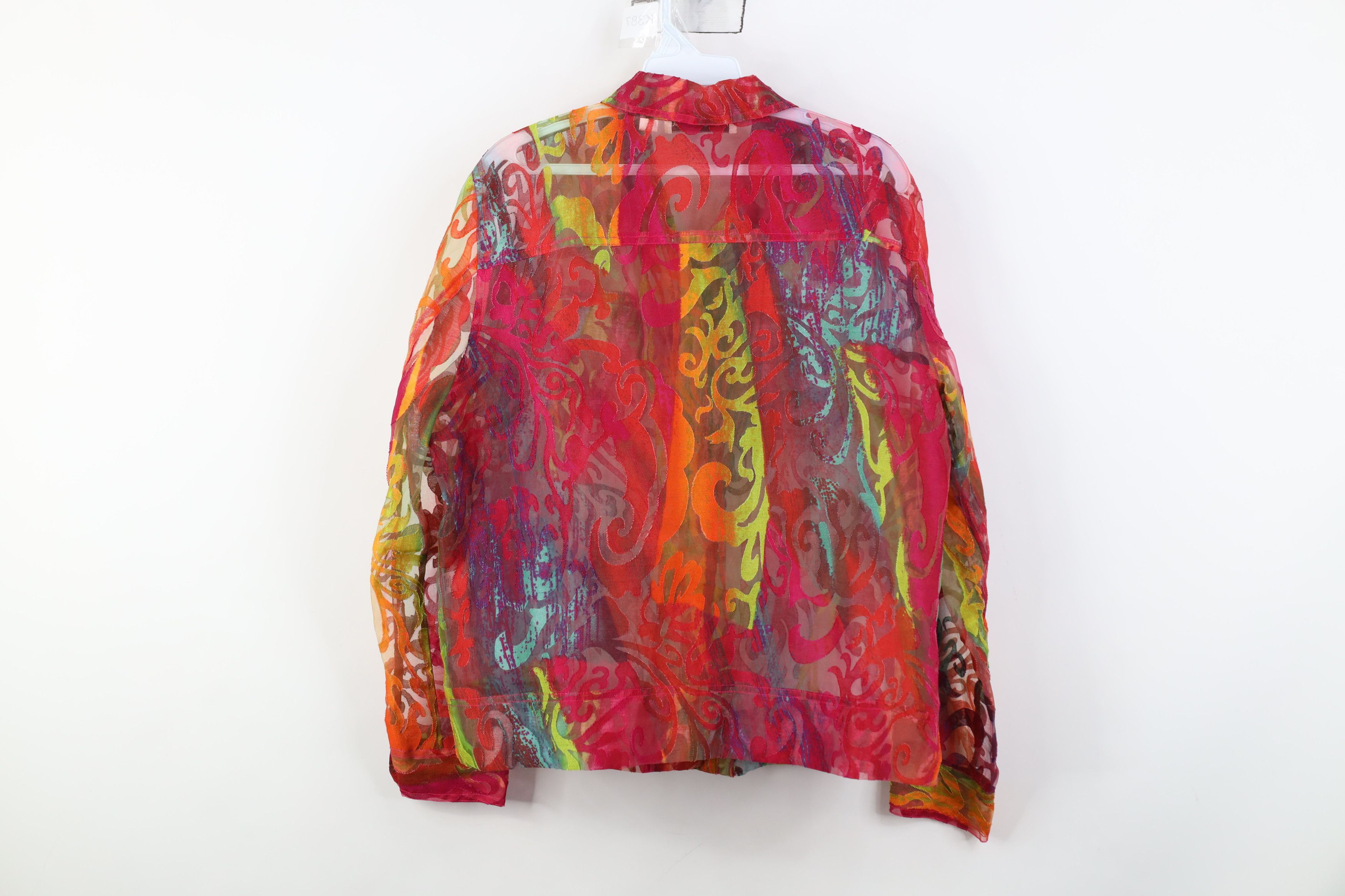 Vintage Vintage 90s Y2K Babydoll Blend Sheer Rainbow Flower Jacket Size L / US 10 / IT 46 - 12 Thumbnail