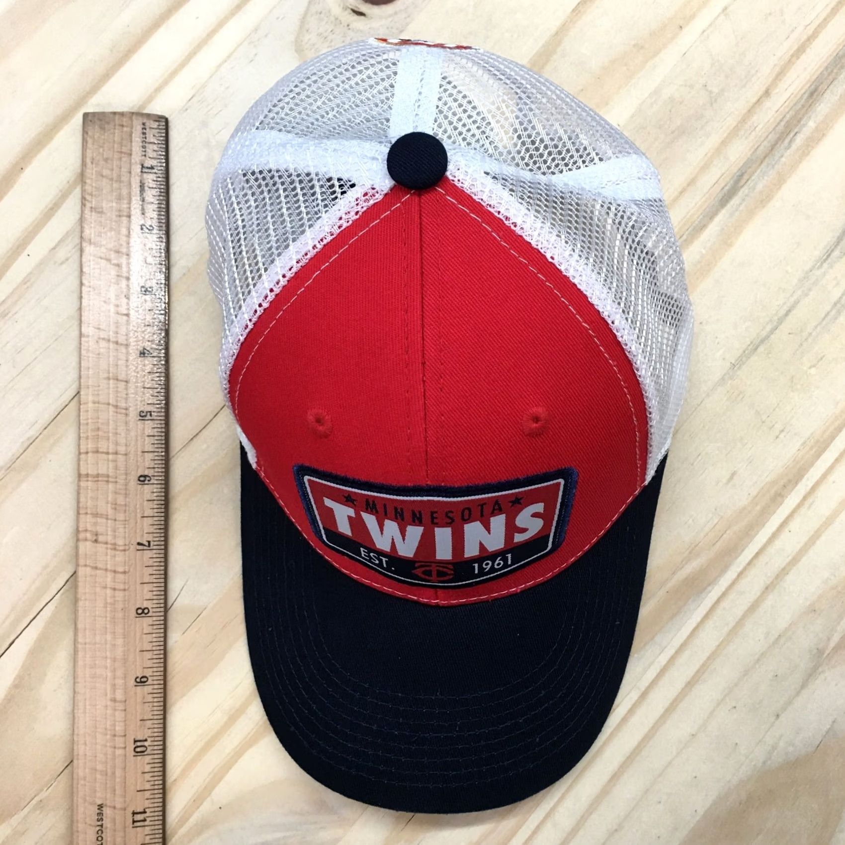 Twins Minnesota Twins Trucker Hat Mens Red OS Adjustable Curved Brim Embroidered Logo Size ONE SIZE - 4 Thumbnail