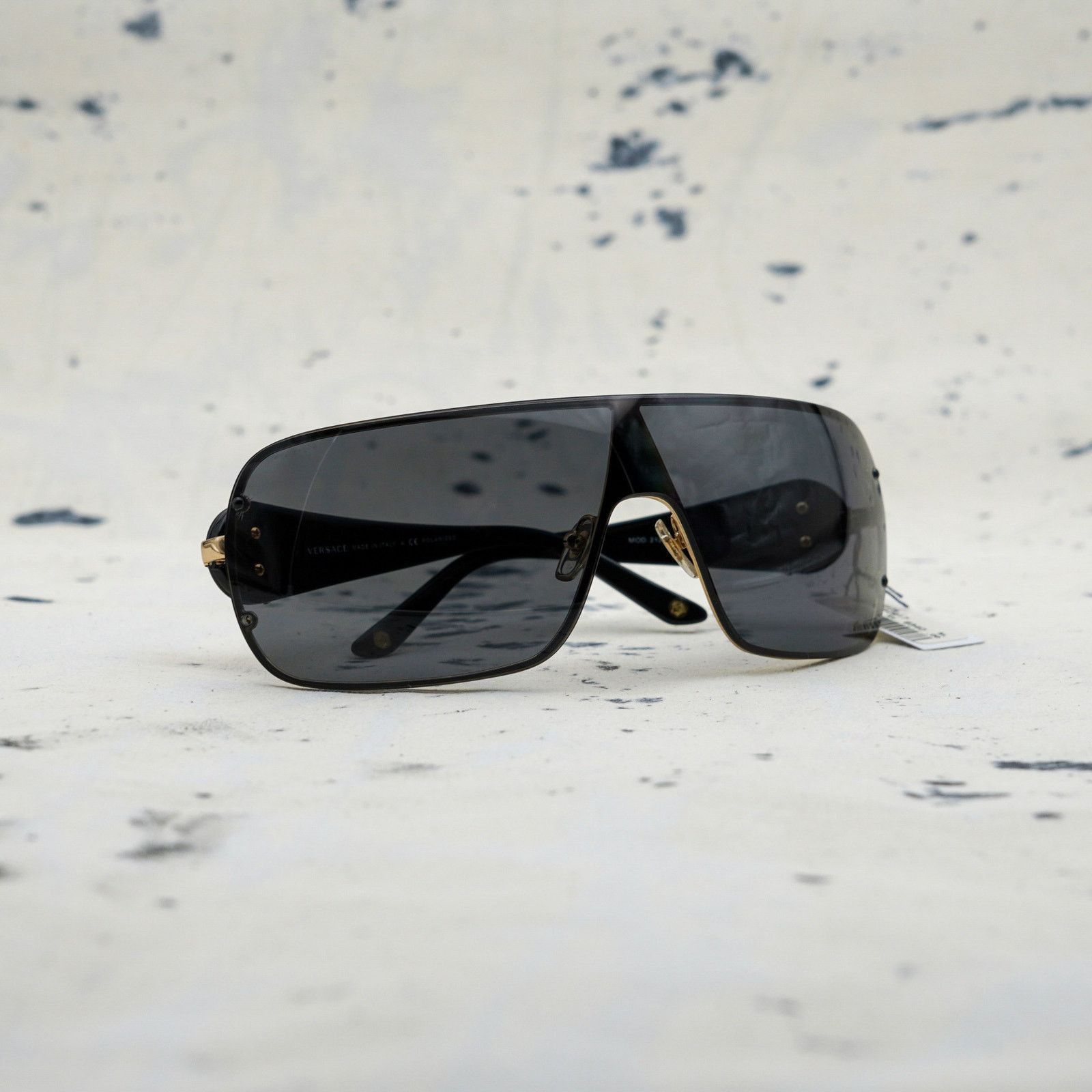Versace mod 2126 gold medusa logo black shield sunglasses