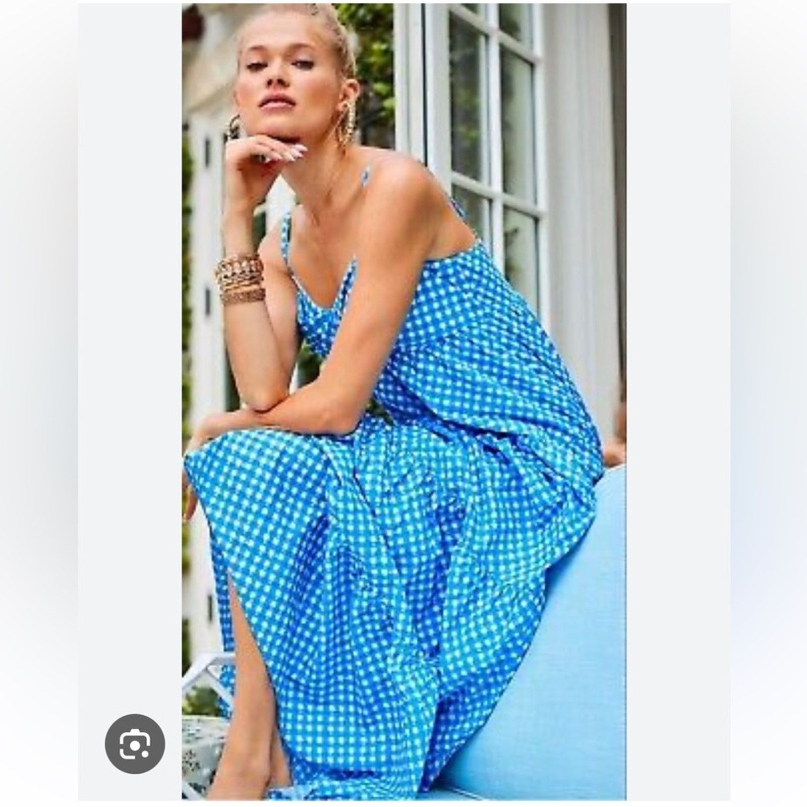 Lilly Pulitzer Lilly Pulitzer Shylee Cotton Maxi Dress Blue Gingham size 2 Size XS / US 0-2 / IT 36-38 - 2 Thumbnail