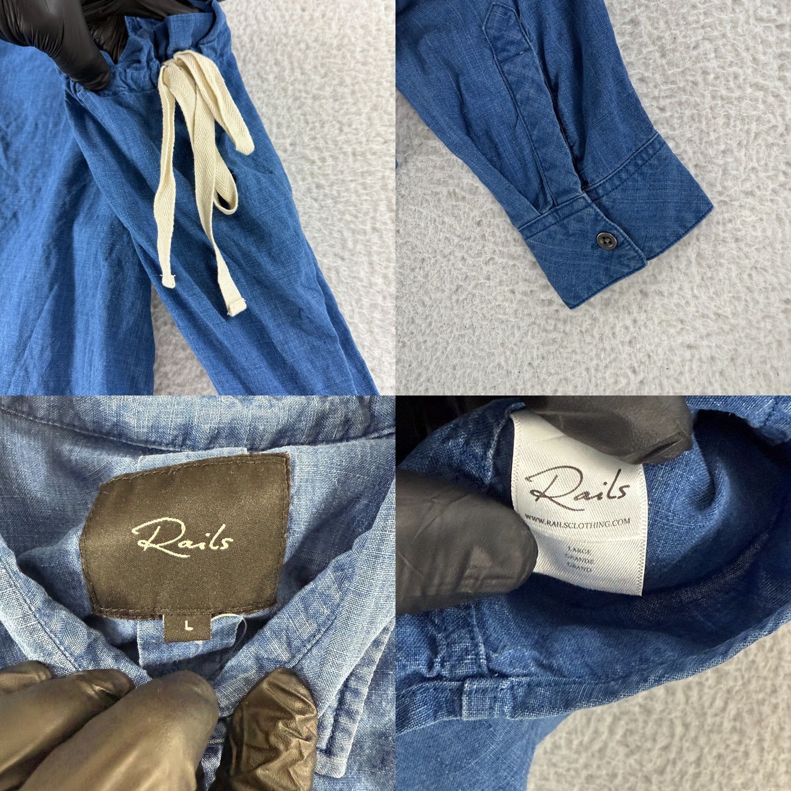 Rails Rails Romy Top Womens Large Indigo Chambray Cold Shoulder Button-Up Casual Shirt Size L / US 10 / IT 46 - 8 Thumbnail