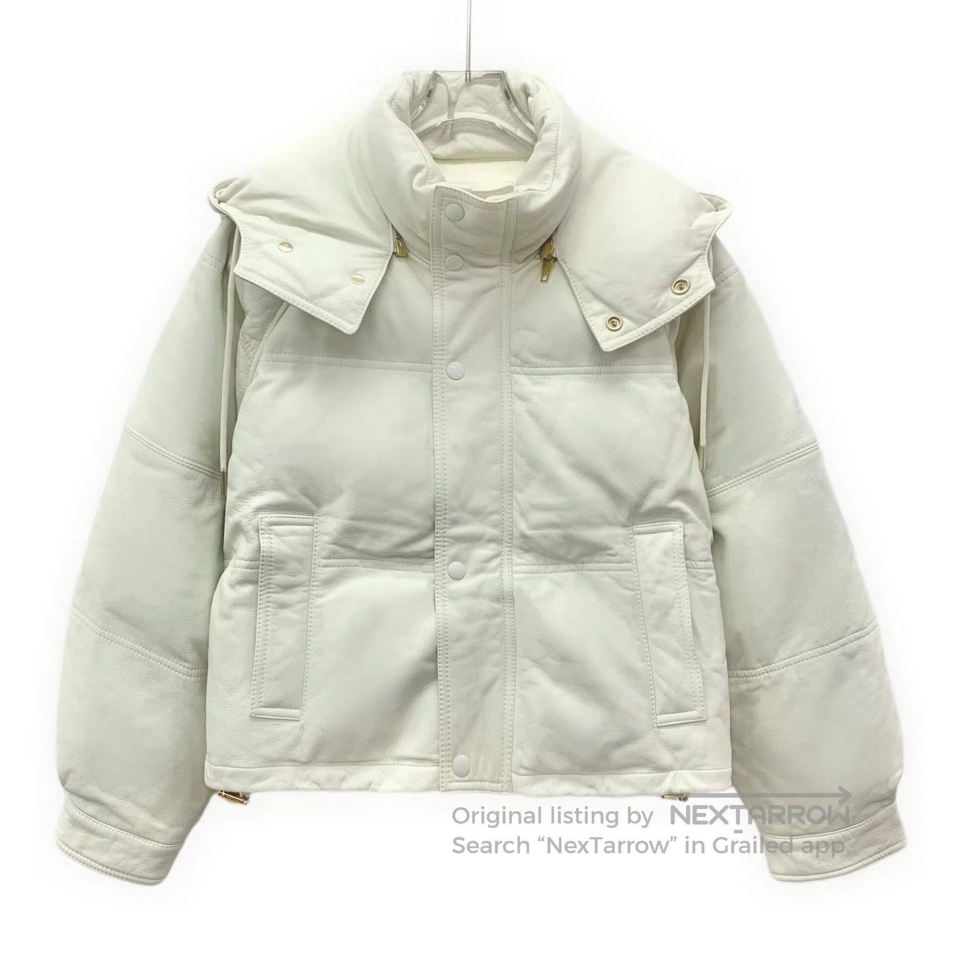 Celine CELINE Beige Sheep Leather Hooded Drawstring Single-breast Size S / US 4 / IT 40 - 1 Thumbnail