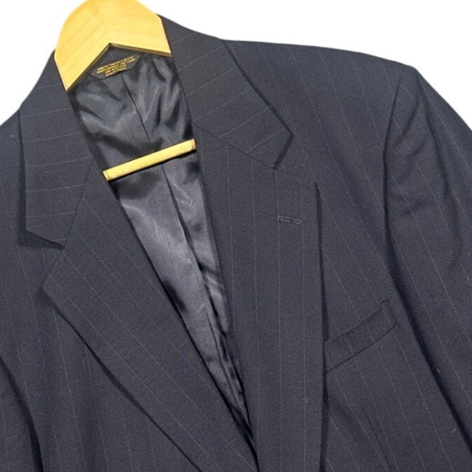 Tom James Tom James Men's 44R Navy Blue Pinstripe 100% Wool Blazer Size 44R - 4 Thumbnail