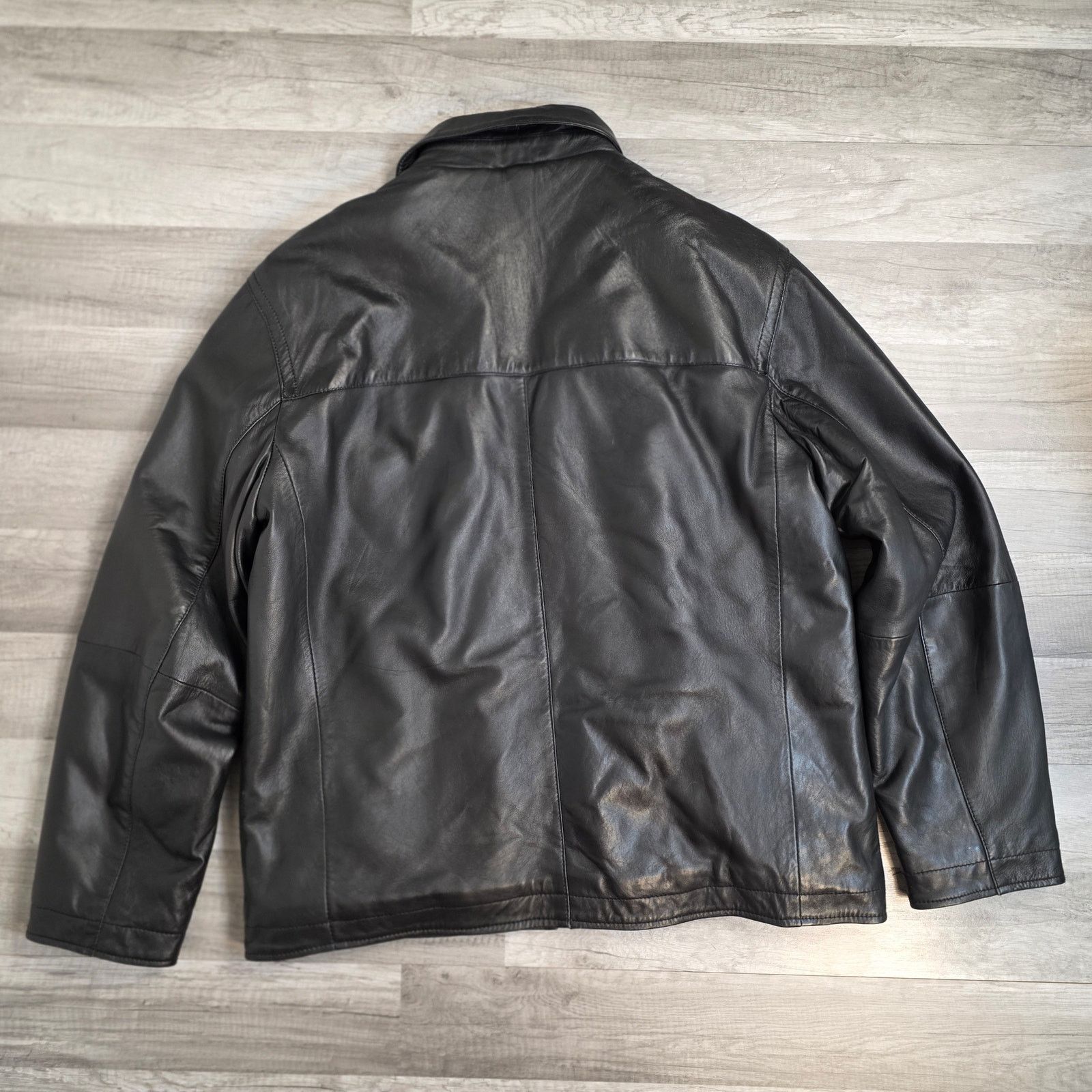 Perry Ellis Lambskin Leather Jacket Black Men's XL Lined Size US XL / EU 56 / 4 - 3 Thumbnail