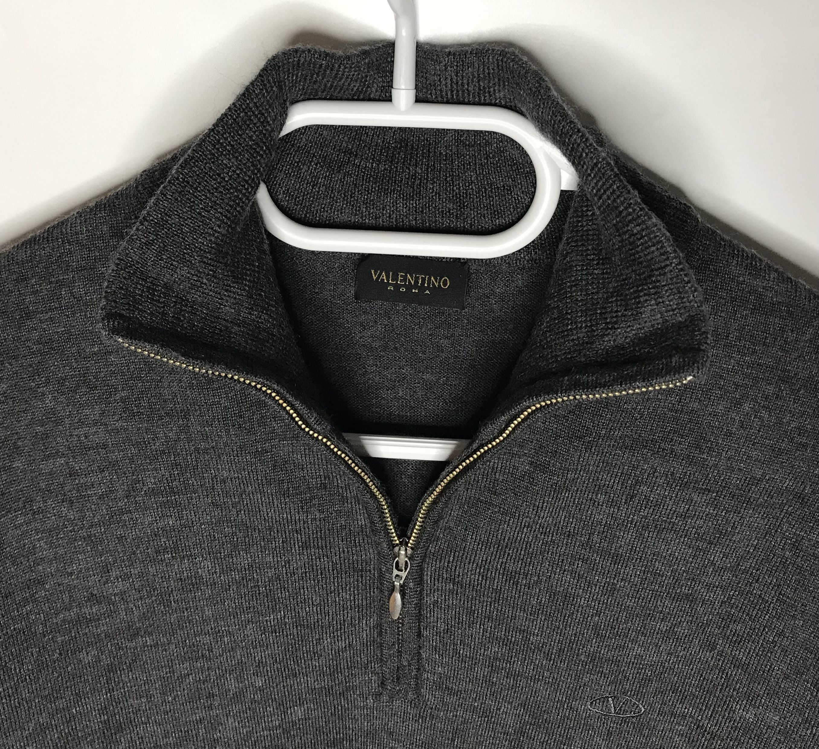 Valentino Valentino Wool 1/4 Zip Jumper Mens Sz L Gray Size US M / EU 48-50 / 2 - 5 Thumbnail