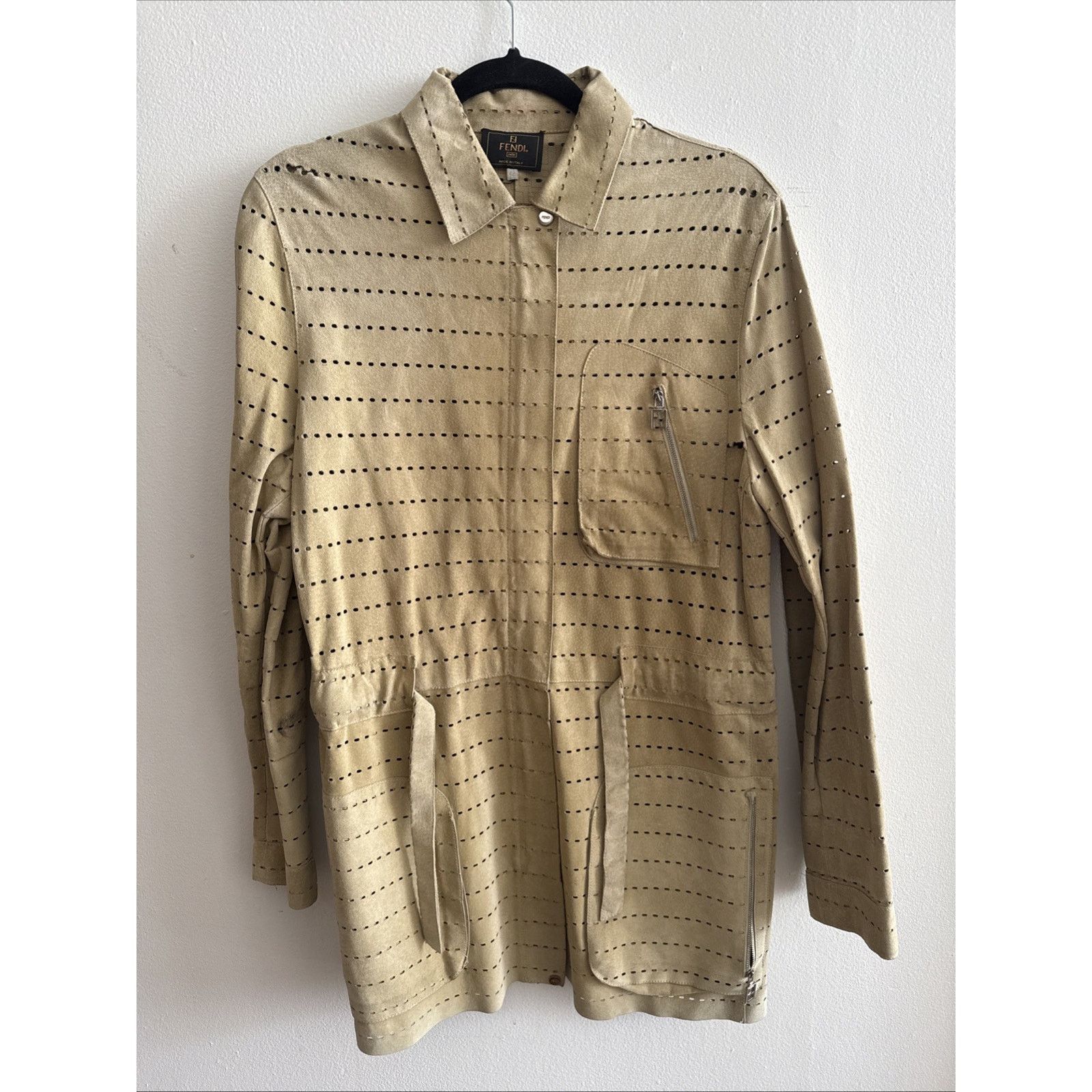 Fendi Fendi Perforated Suede Monogram Leather Unisex Jacket Size L / US 10 / IT 46 - 1 Thumbnail