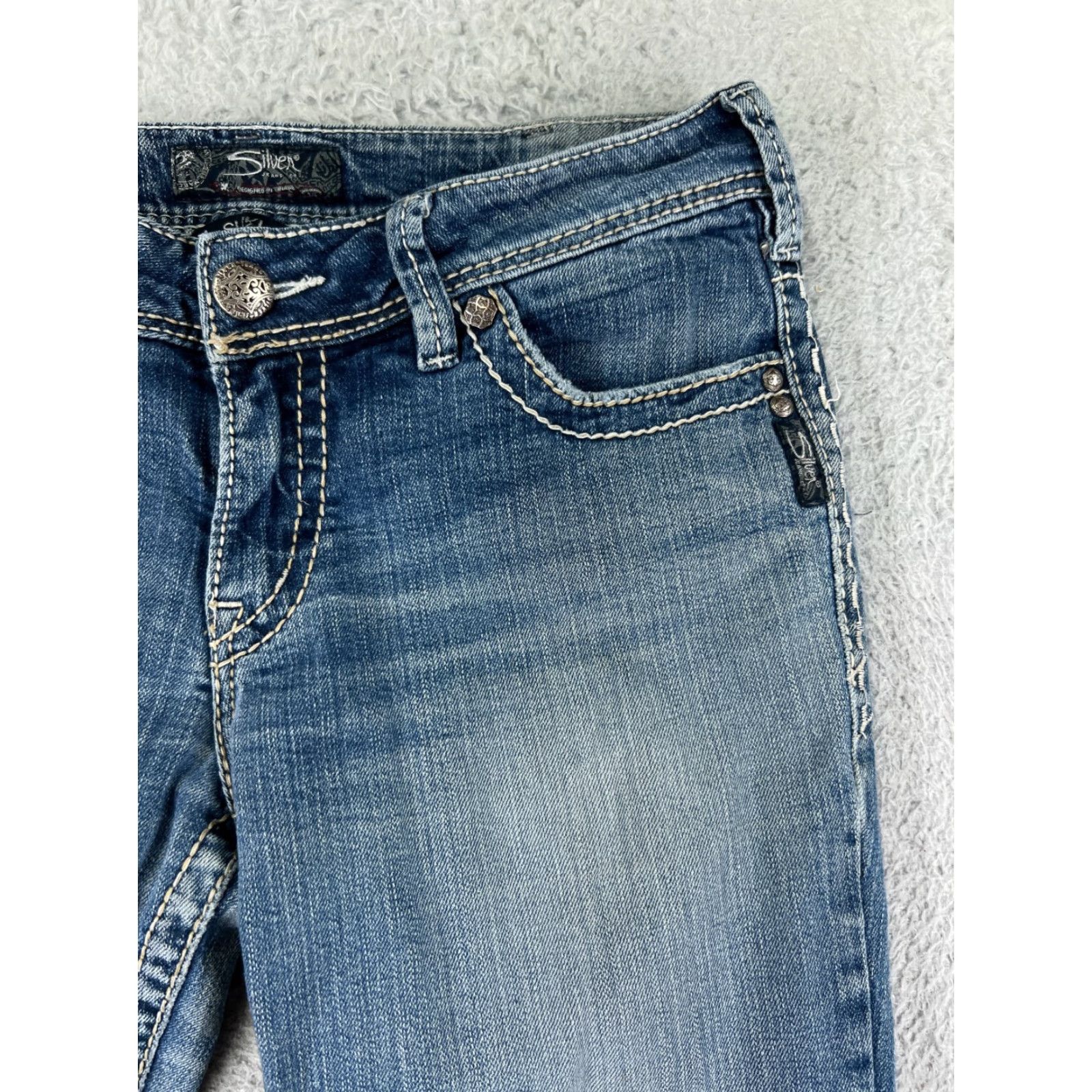 Silver Jeans Co. Silver Jeans Women's Blue Denim Suki Bootcut Jeans Size 30 Mid Rise Cotton Stretch Size 30" / US 8 / IT 44 - 7 Thumbnail