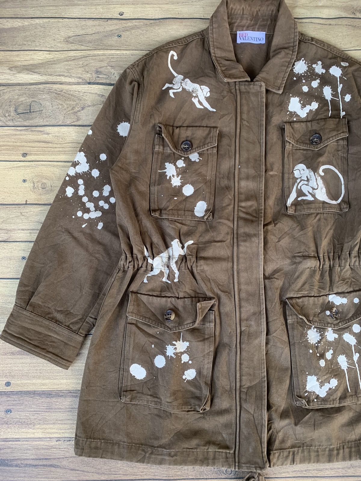 Valentino Red Valentino monkey print paint millitary jacket Size L / US 10 / IT 46 - 2 Thumbnail
